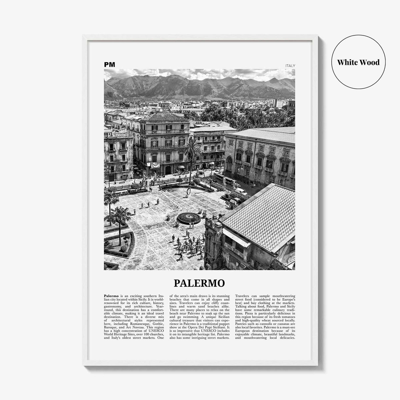 Palermo Print Black and White, Palermo Wall Art, Palermo Poster, Palermo Photo, Palermo Wall Décor, Italy, Italia, Palermu, Sicily