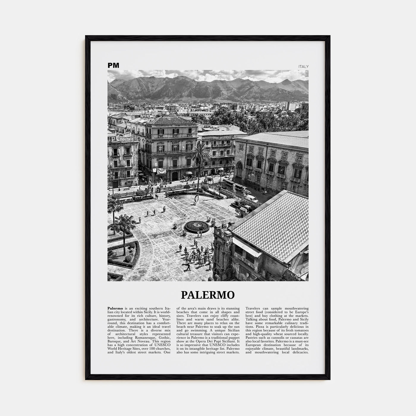 Palermo Travel B&W Poster