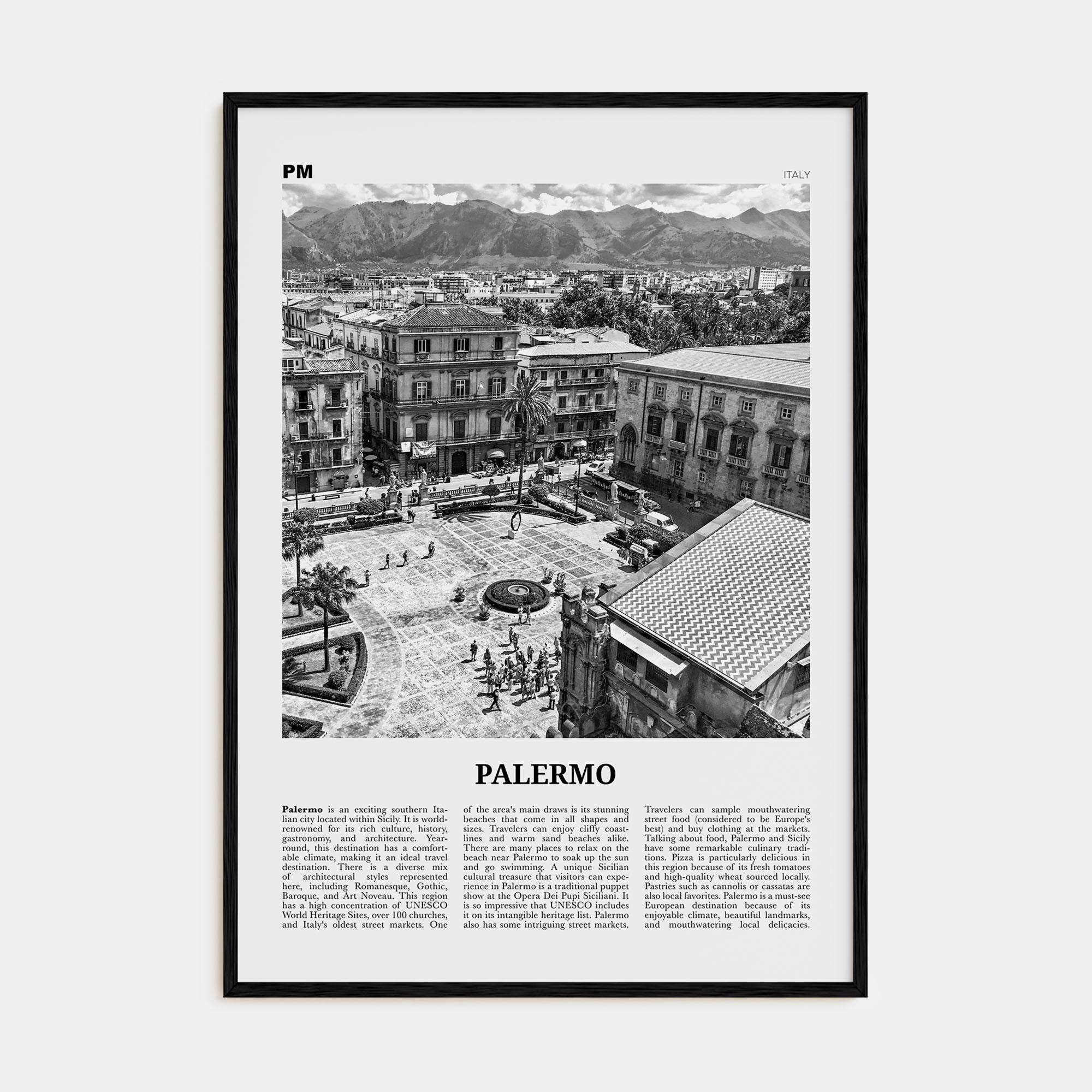 Palermo Travel B&W Poster