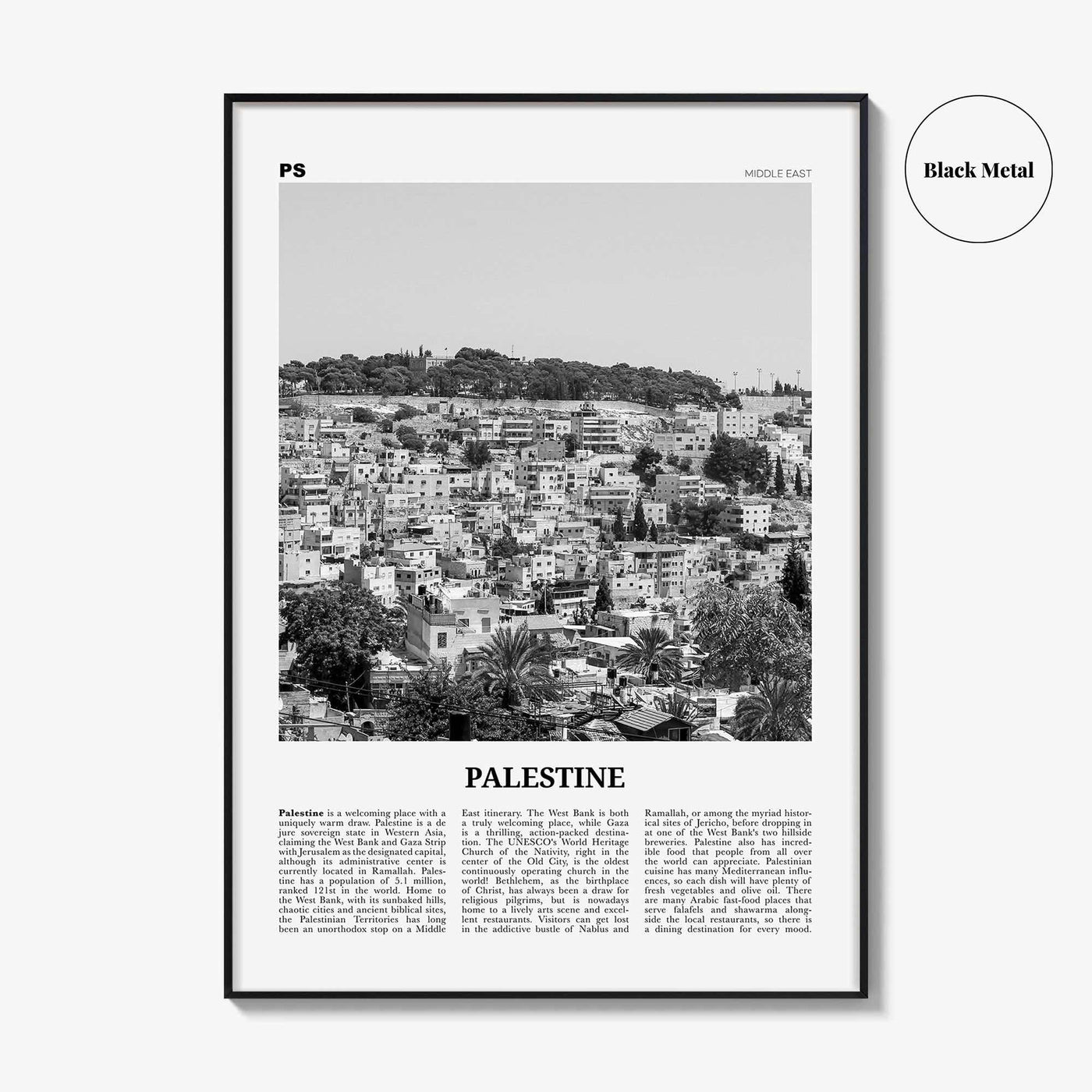 Palestine Print Black and White No 1, Palestine Wall Art, Palestine Poster, Palestine Photo, دولة فلسطين Jerusalem, Gaza, Middle East