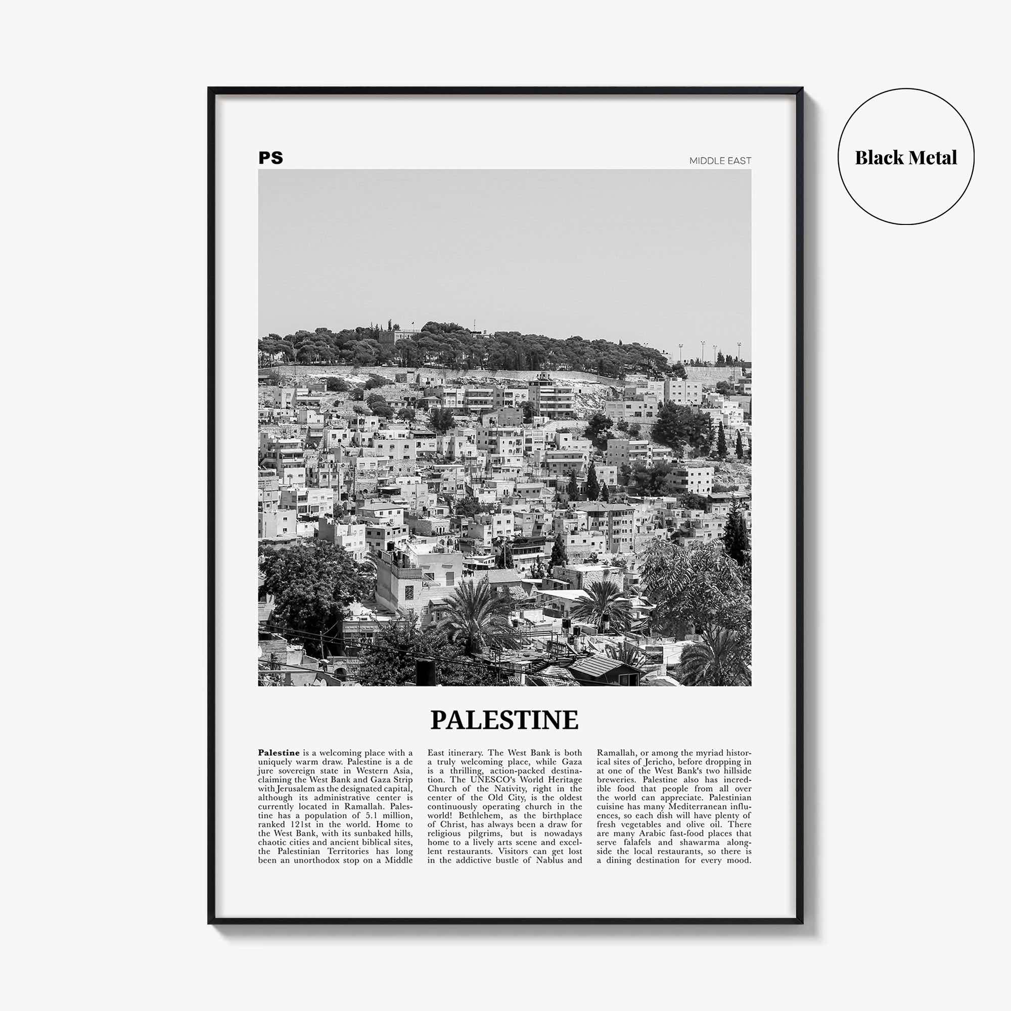 Palestine Print Black and White No 1, Palestine Wall Art, Palestine Poster, Palestine Photo, دولة فلسطين Jerusalem, Gaza, Middle East