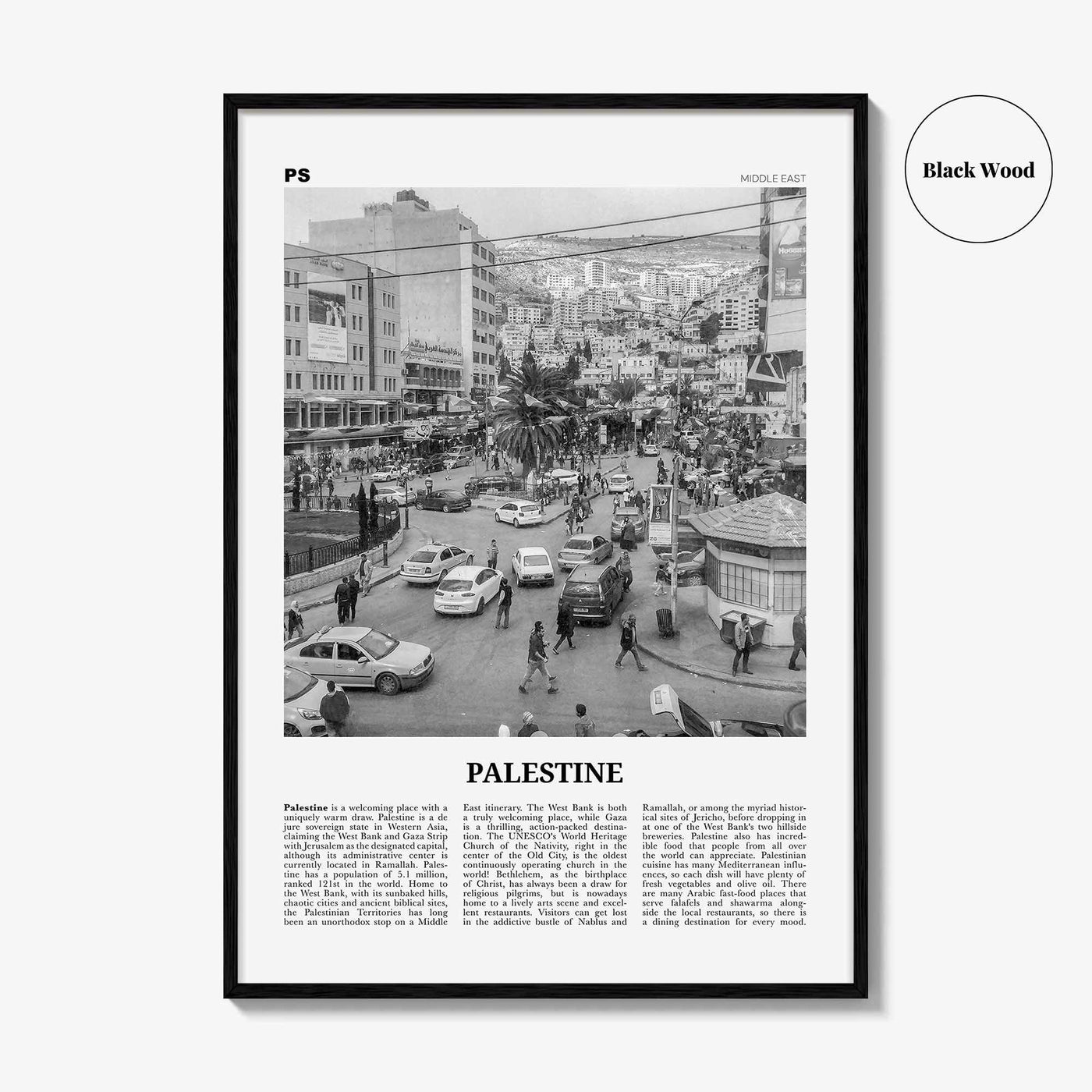 Palestine Print Black and White No 2, Palestine Wall Art, Palestine Poster, Palestine Photo, دولة فلسطين Jerusalem, Gaza, Middle East