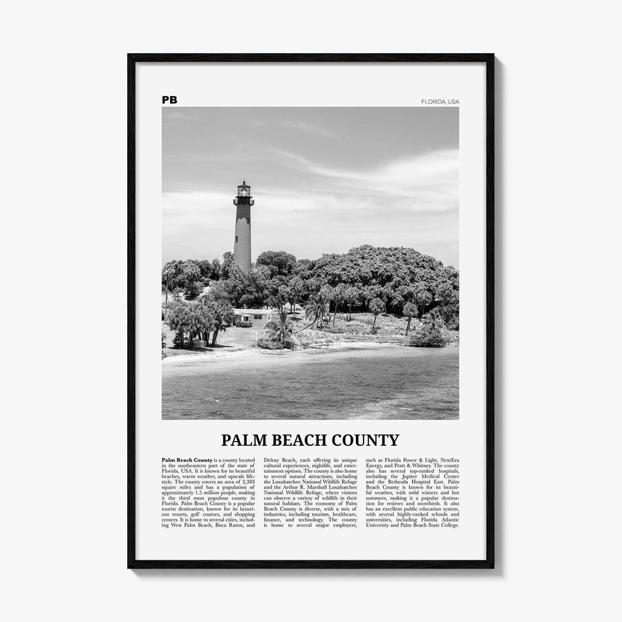 Palm Beach County Print Black and White, Palm Beach Wall Art, Palm Beach Poster, Palm Beach Photo, Palm Beach Wall Décor, Palm Beach Map