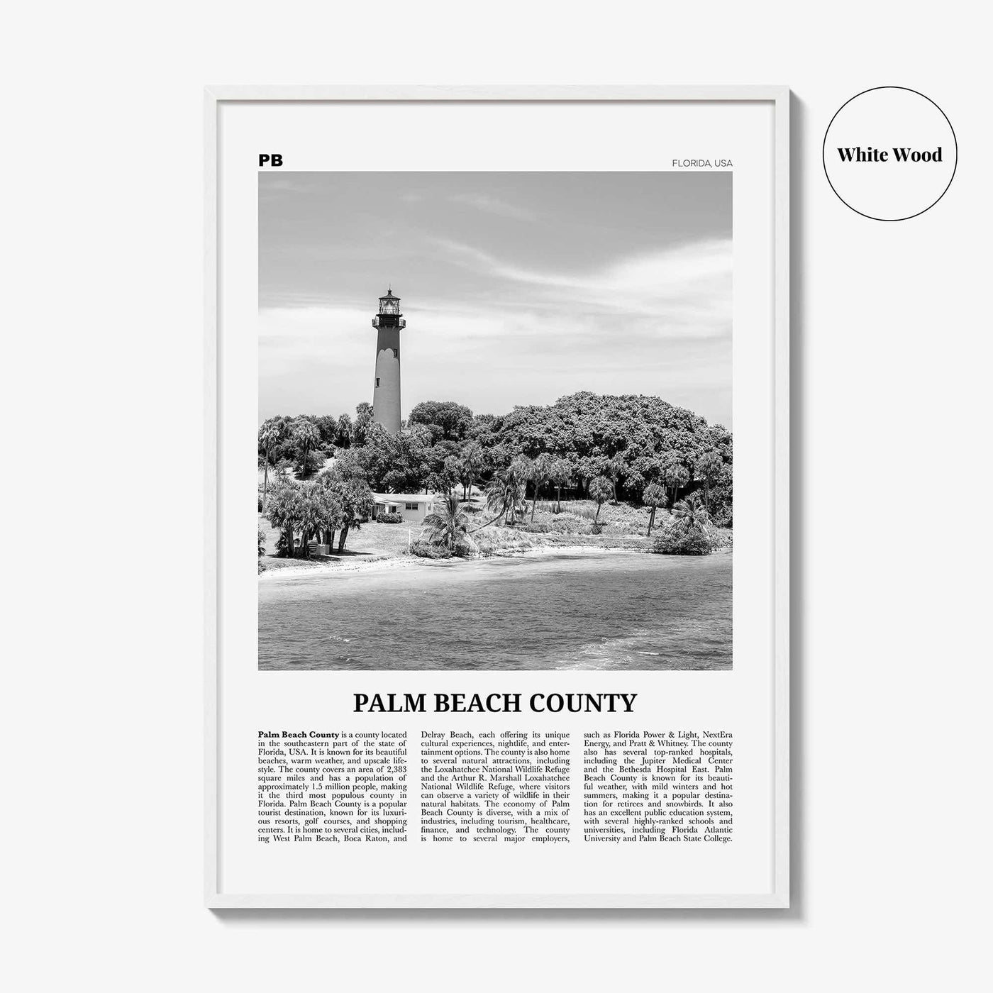 Palm Beach County Print Black and White, Palm Beach Wall Art, Palm Beach Poster, Palm Beach Photo, Palm Beach Wall Décor, Palm Beach Map