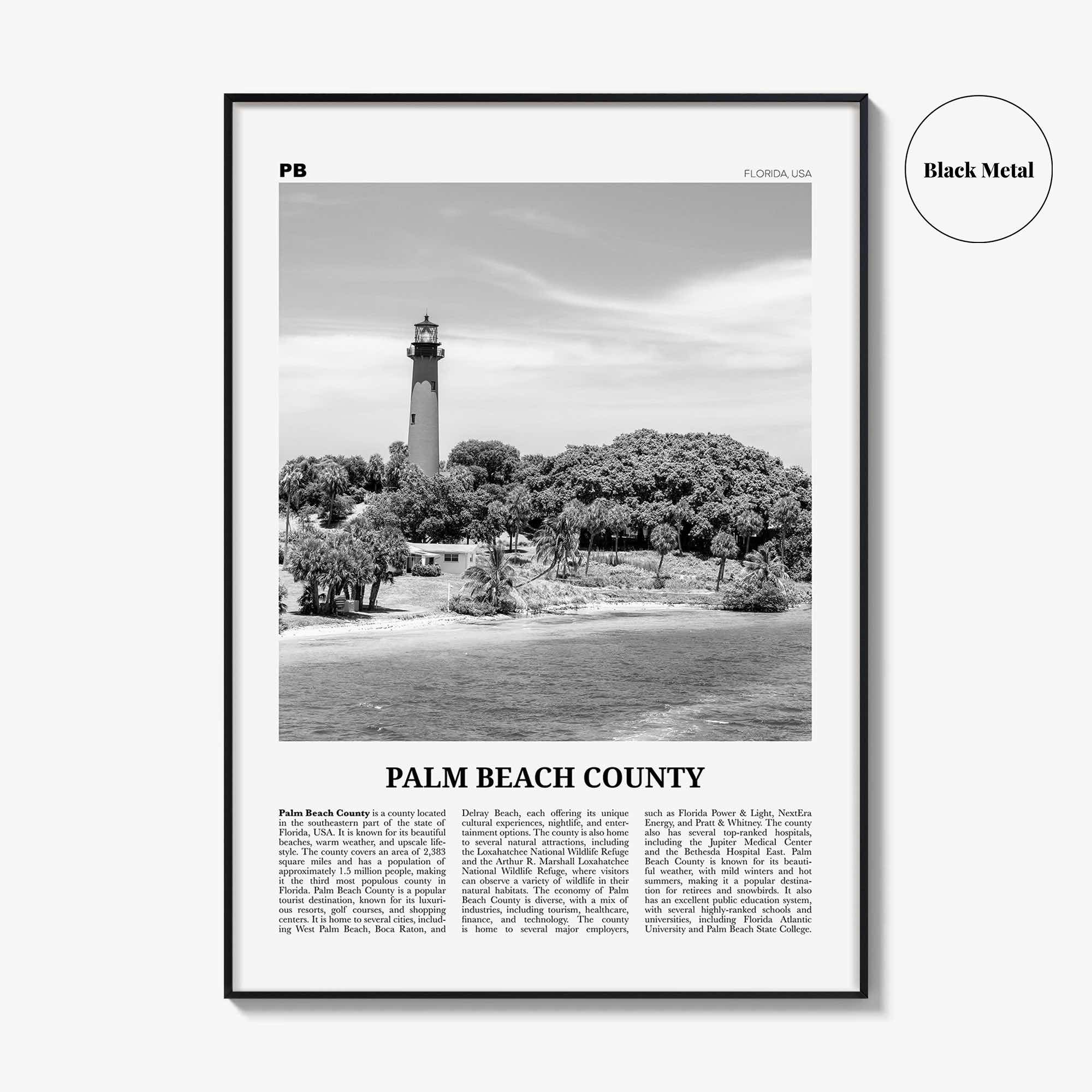 Palm Beach County Print Black and White, Palm Beach Wall Art, Palm Beach Poster, Palm Beach Photo, Palm Beach Wall Décor, Palm Beach Map