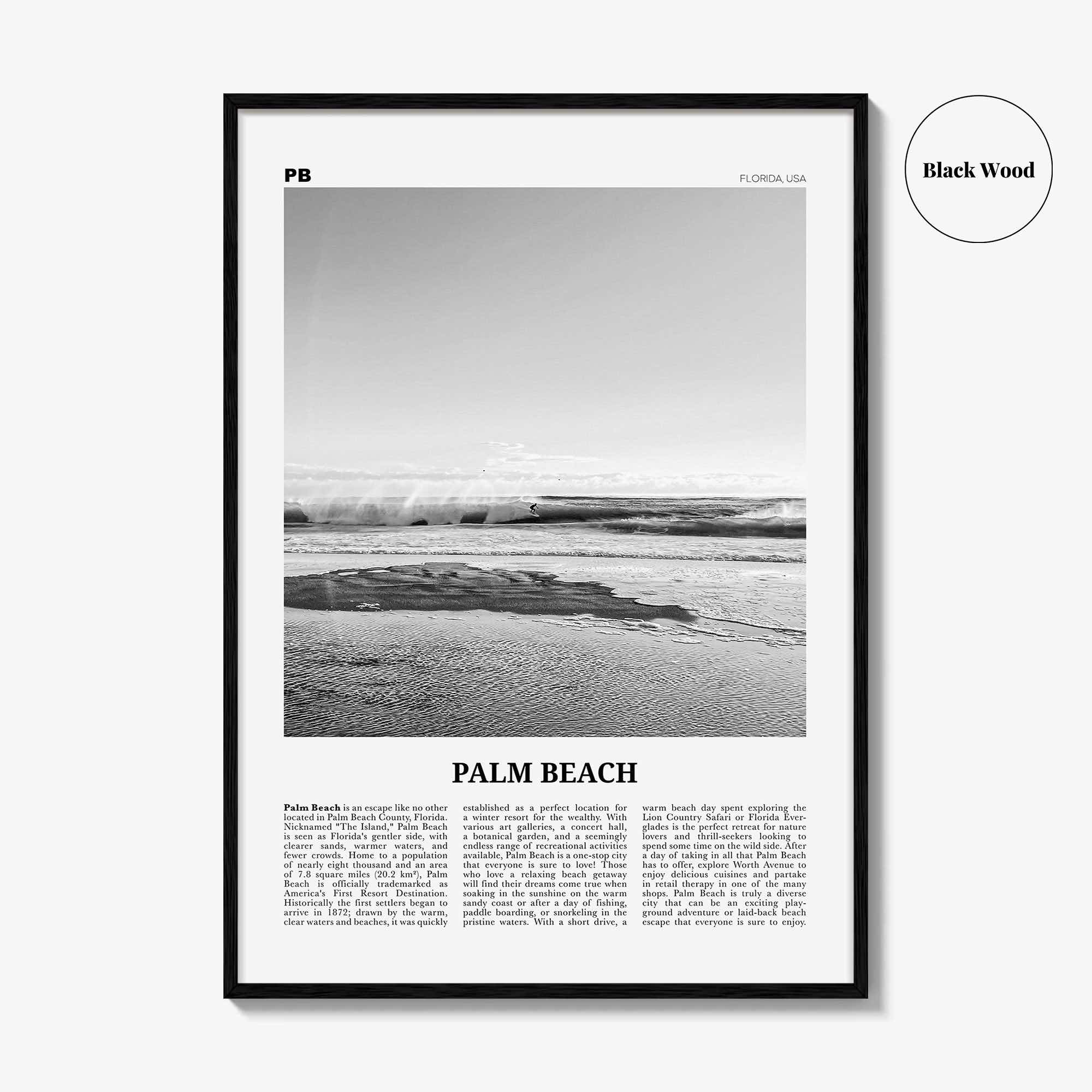 Palm Beach Print Black and White Florida, Palm Beach Wall Art, Palm Beach Poster, Palm Beach Photo, Palm Beach Décor, United States