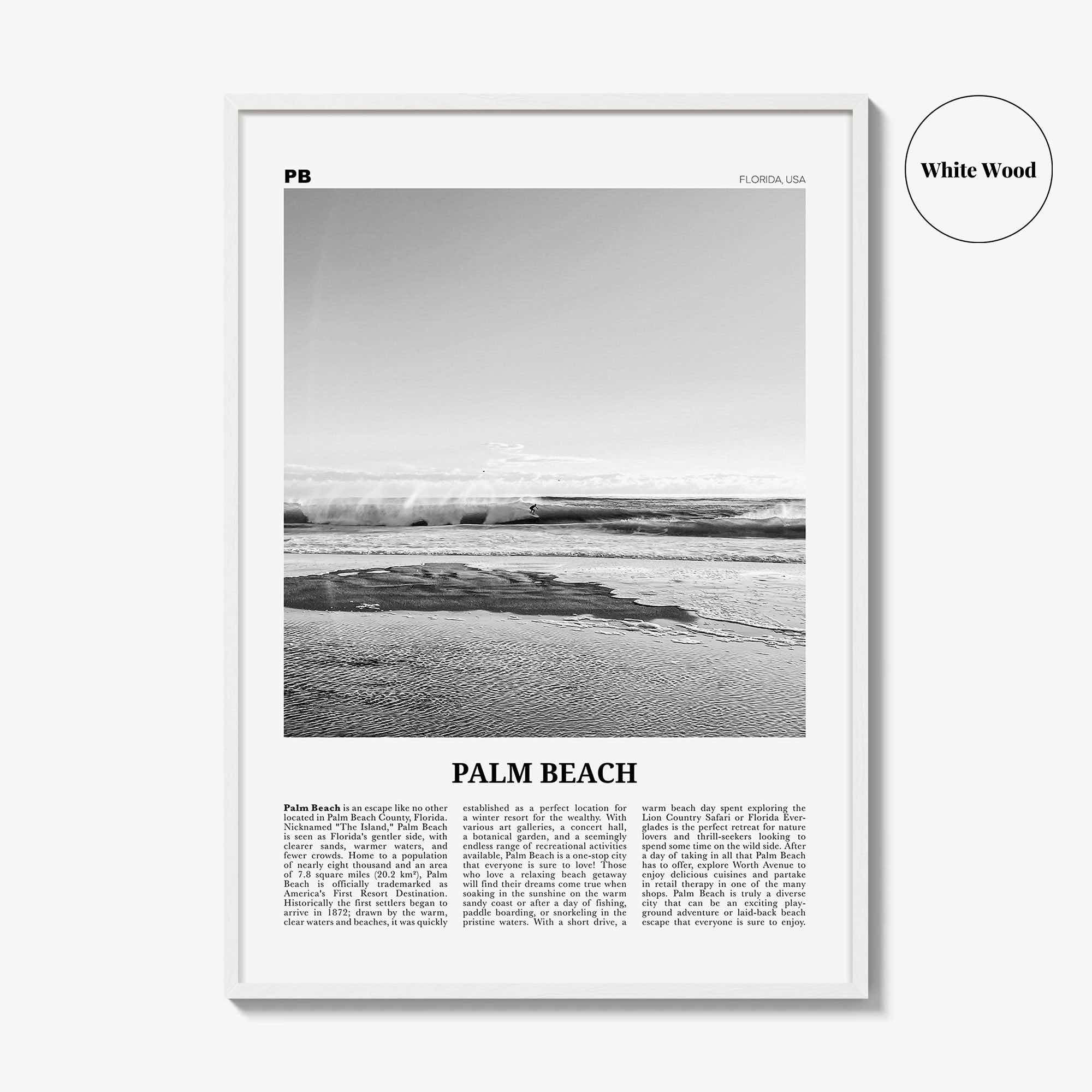 Palm Beach Print Black and White Florida, Palm Beach Wall Art, Palm Beach Poster, Palm Beach Photo, Palm Beach Décor, United States