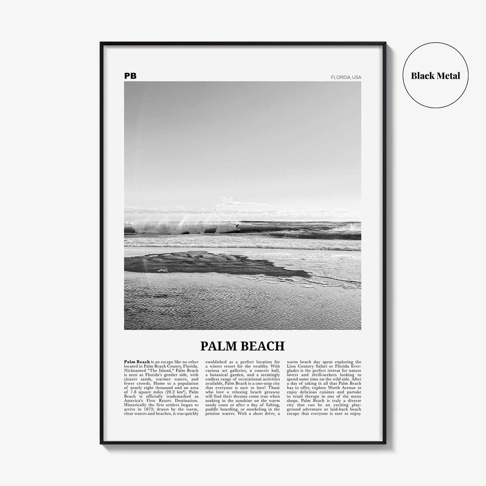 Palm Beach Print Black and White Florida, Palm Beach Wall Art, Palm Beach Poster, Palm Beach Photo, Palm Beach Décor, United States