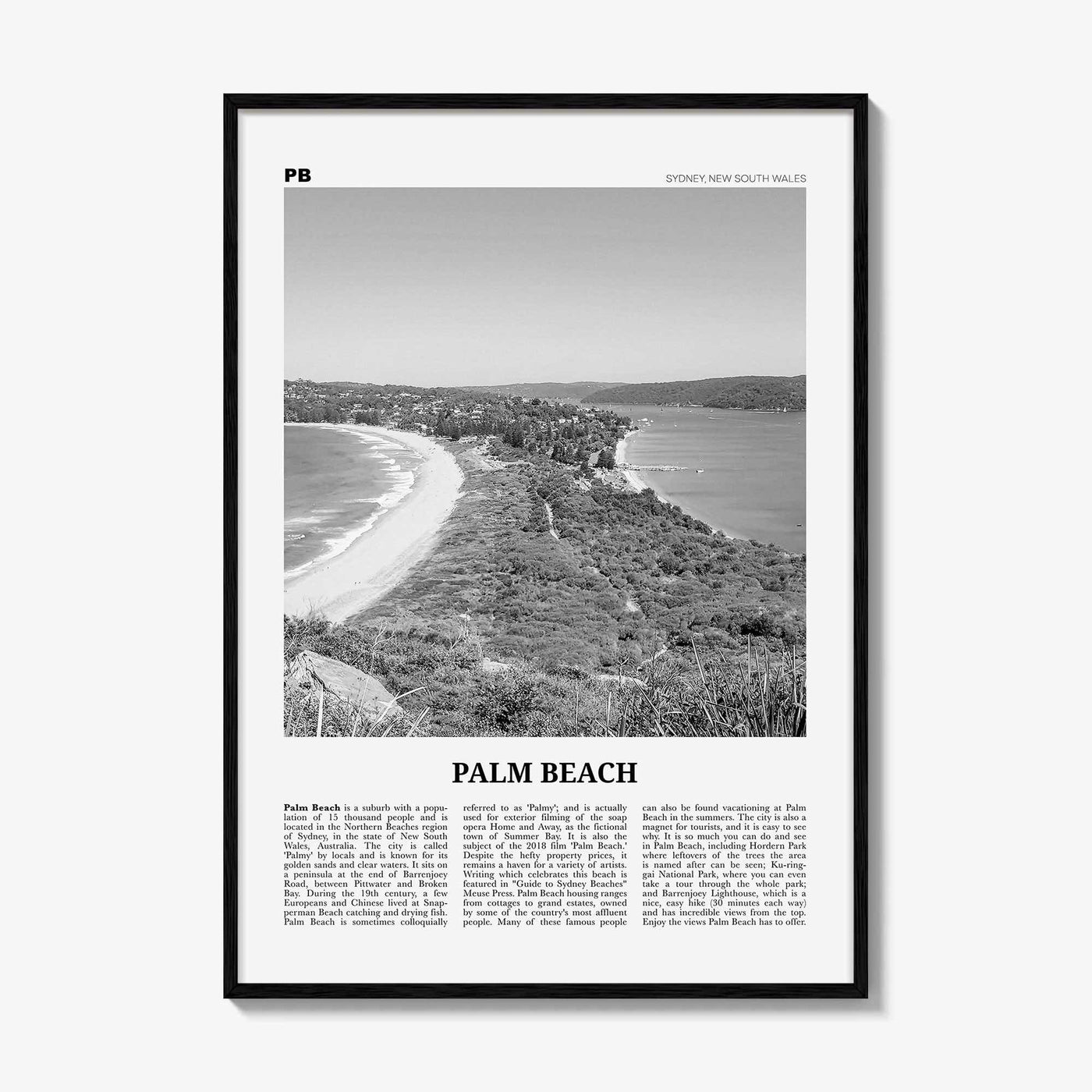 Palm Beach Print Black and White New South Wales, Palm Beach Wall Art, Palm Beach Poster, Palm Beach Photo, Palm Beach Décor, Australia