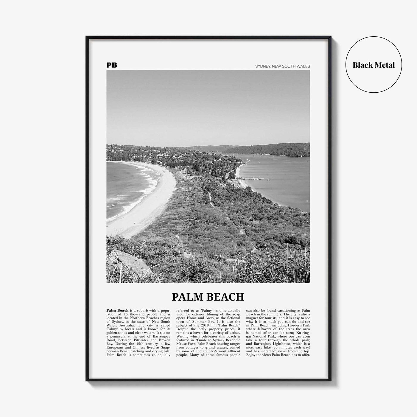 Palm Beach Print Black and White New South Wales, Palm Beach Wall Art, Palm Beach Poster, Palm Beach Photo, Palm Beach Décor, Australia