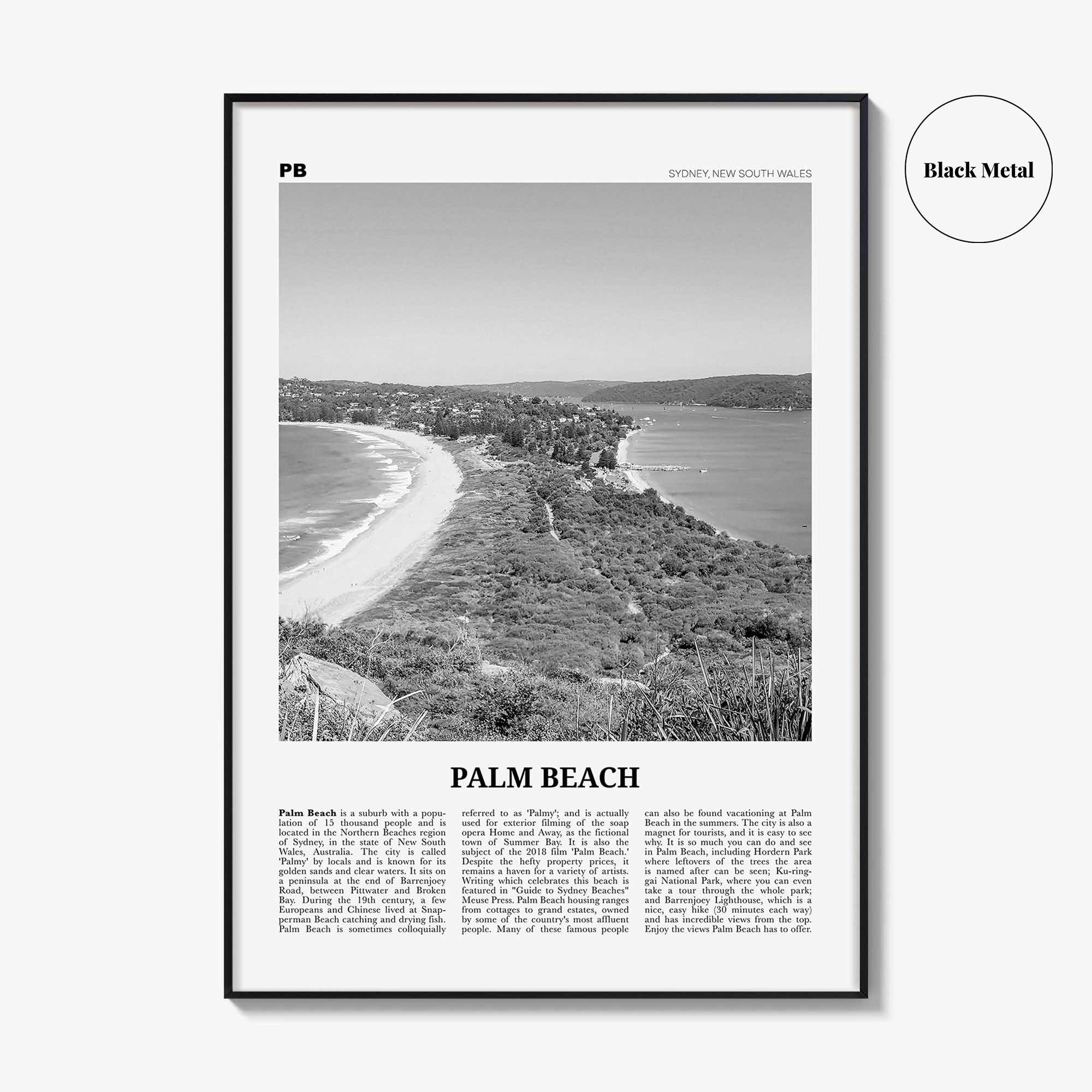 Palm Beach Print Black and White New South Wales, Palm Beach Wall Art, Palm Beach Poster, Palm Beach Photo, Palm Beach Décor, Australia