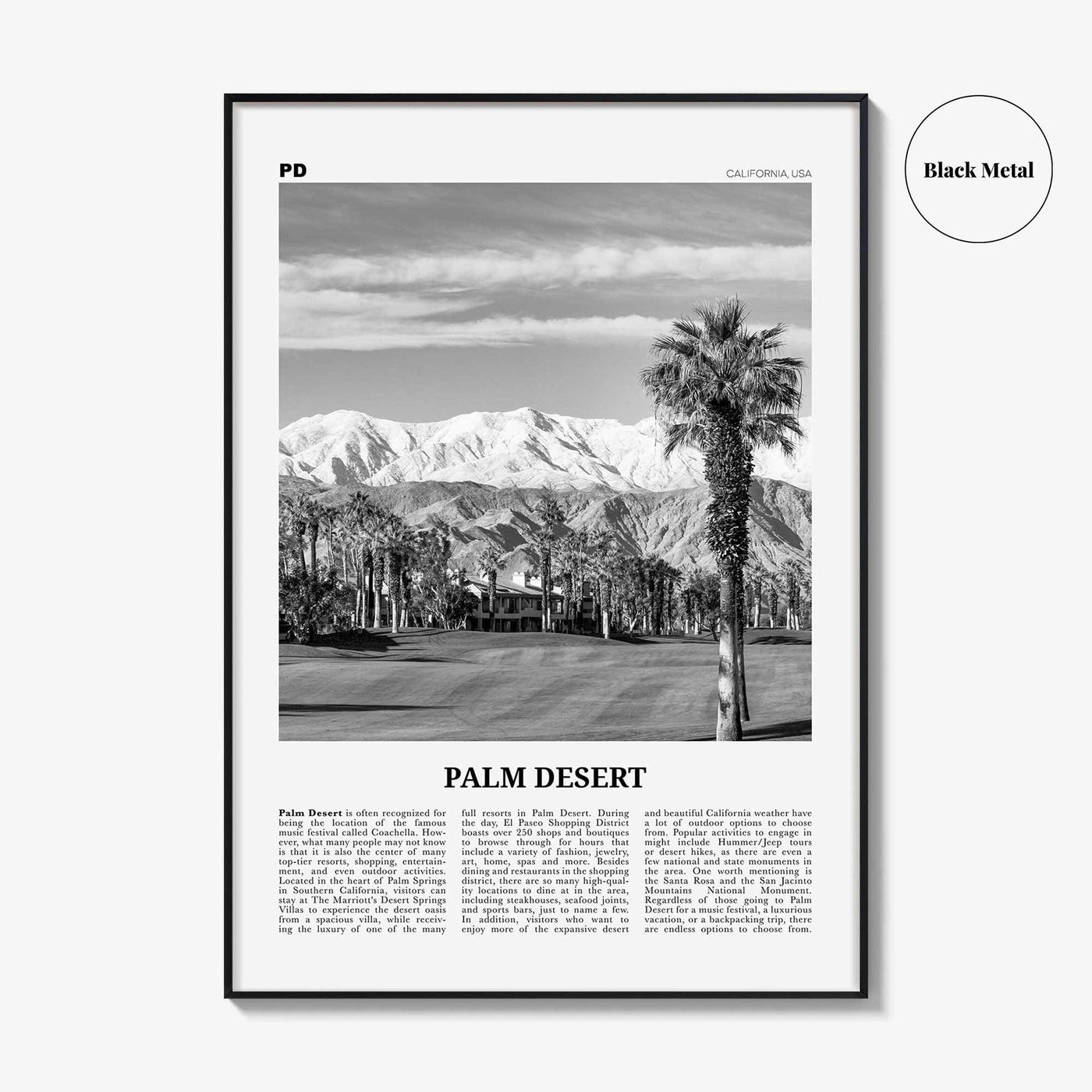 Palm Desert Print Black and White, Palm Desert Wall Art, Palm Desert Poster, Palm Desert Photo, Palm Desert Wall Décor, California, USA