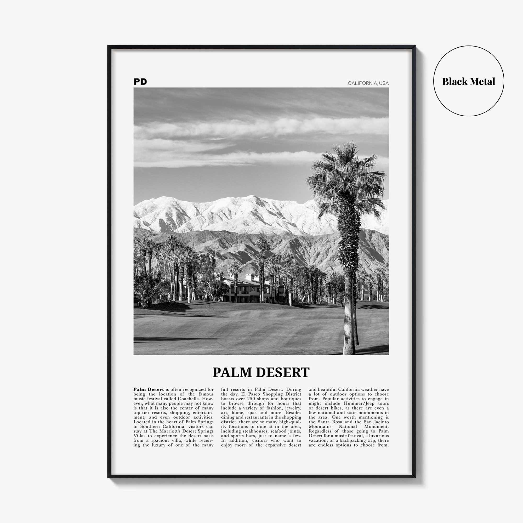 Palm Desert Print Black and White, Palm Desert Wall Art, Palm Desert Poster, Palm Desert Photo, Palm Desert Wall Décor, California, USA
