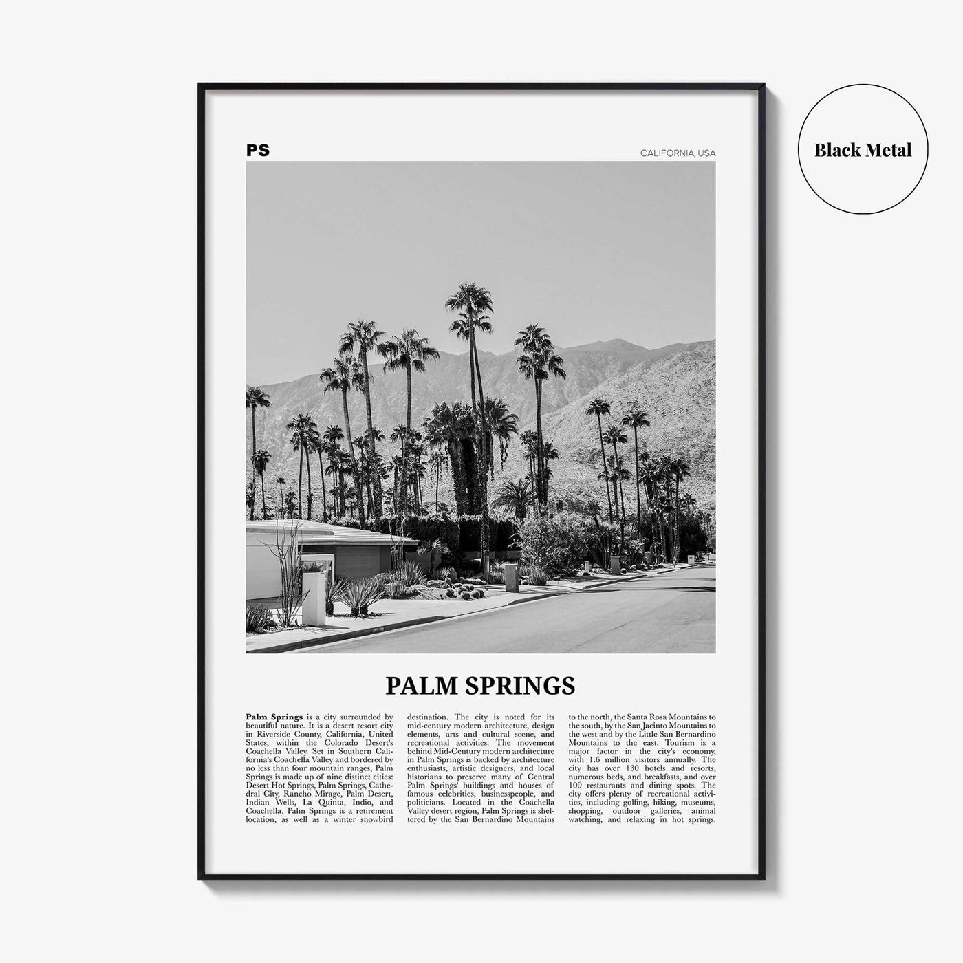 Palm Springs Print Black and White No 1, Palm Springs Wall Art, Palm Springs Poster, Palm Springs, California, USA, United States