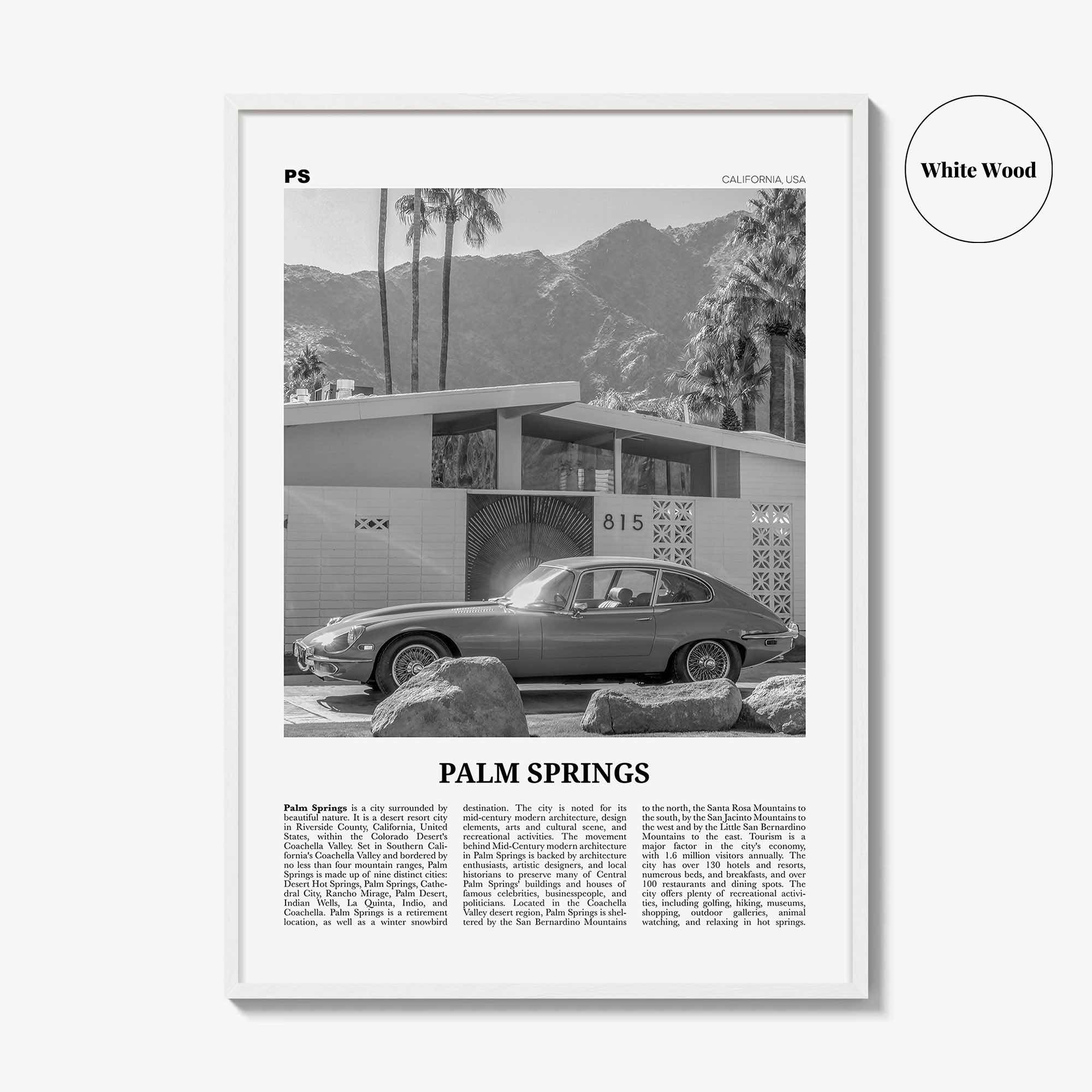 Palm Springs Print Black and White No 2, Palm Springs Wall Art, Palm Springs Poster, Palm Springs, California, USA, United States