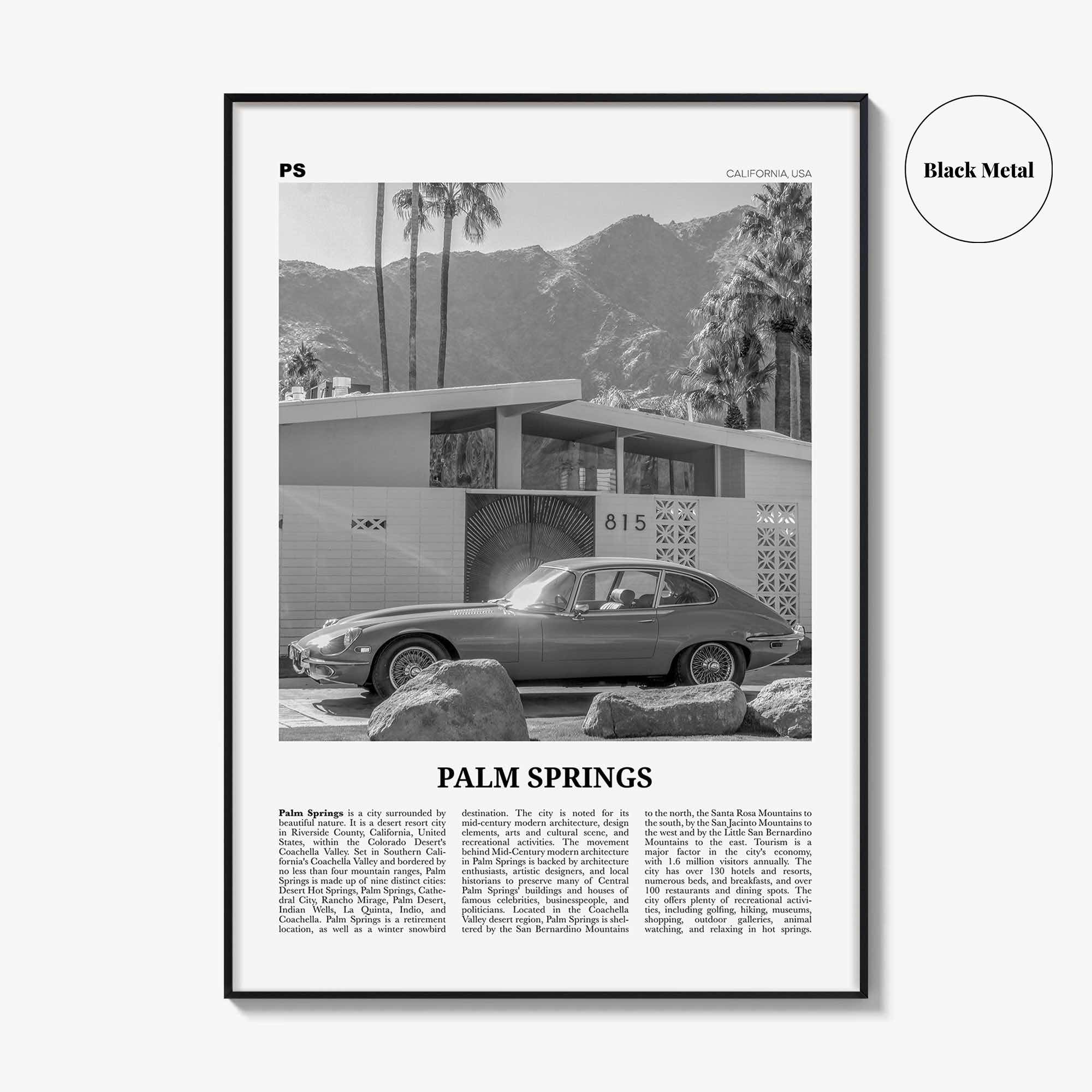 Palm Springs Print Black and White No 2, Palm Springs Wall Art, Palm Springs Poster, Palm Springs, California, USA, United States