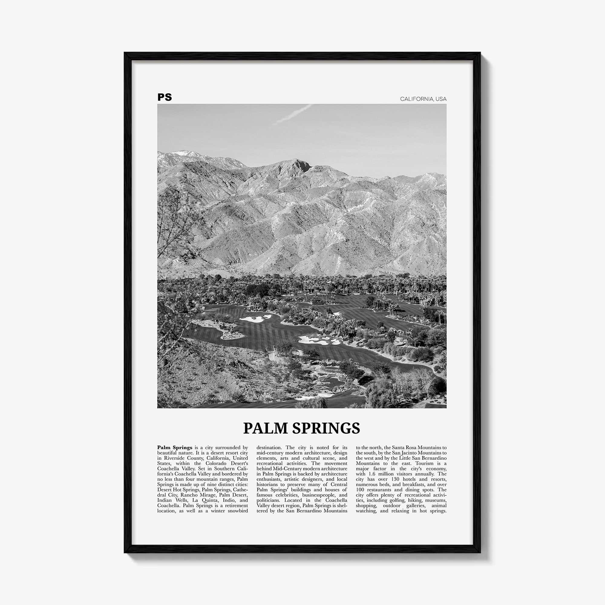 Palm Springs Print Black and White No 3, Palm Springs Wall Art, Palm Springs Poster, Palm Springs, California, USA, United States