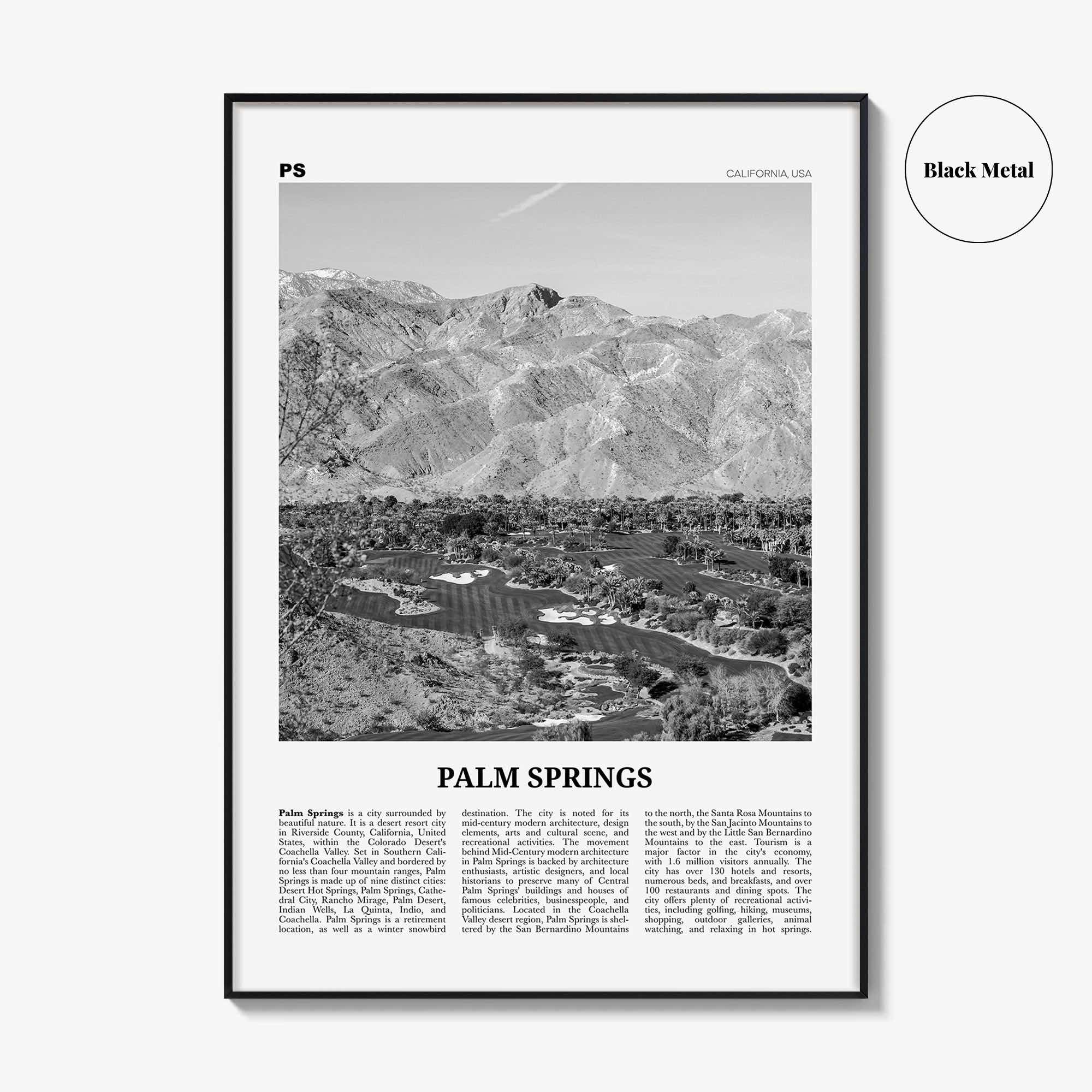 Palm Springs Print Black and White No 3, Palm Springs Wall Art, Palm Springs Poster, Palm Springs, California, USA, United States