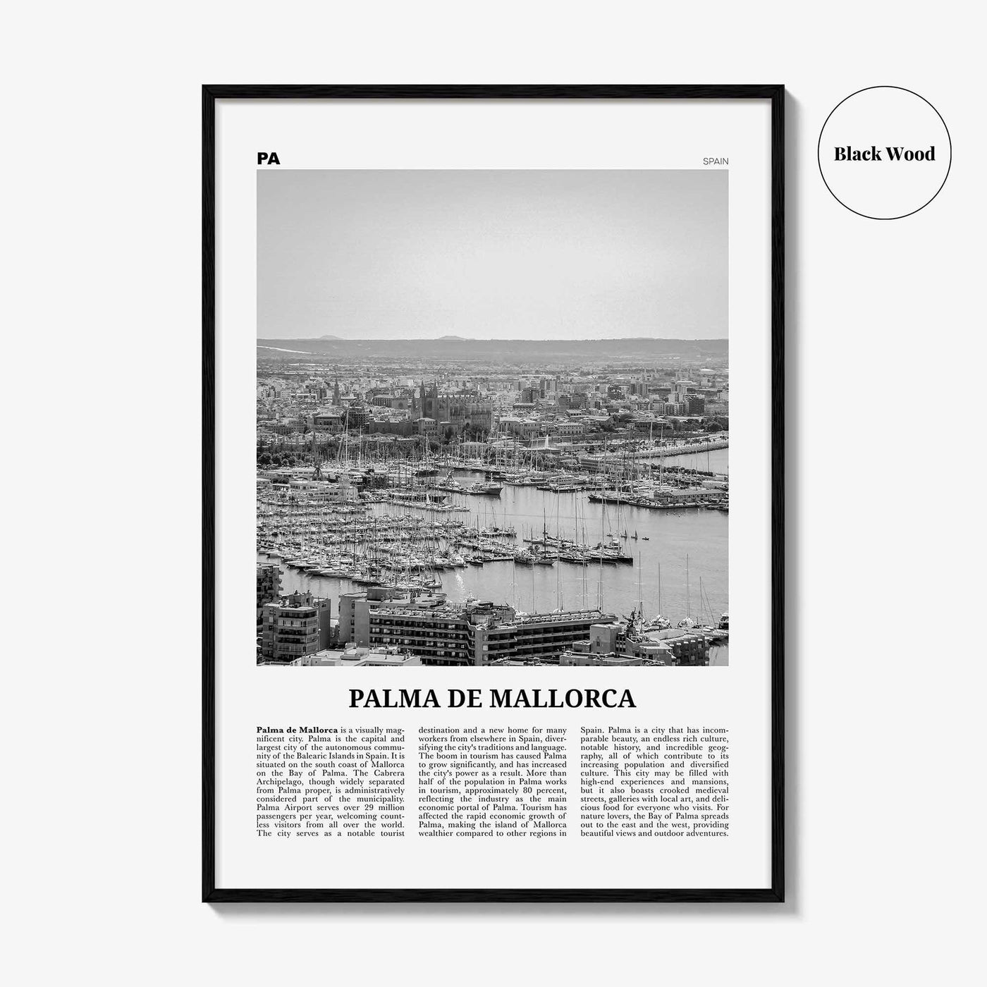 Palma de Mallorca Print Black and White No 1, Palma de Mallorca Print, Palma Wall Art, Palma Poster, Palma Photo, Spain, Majorca, España