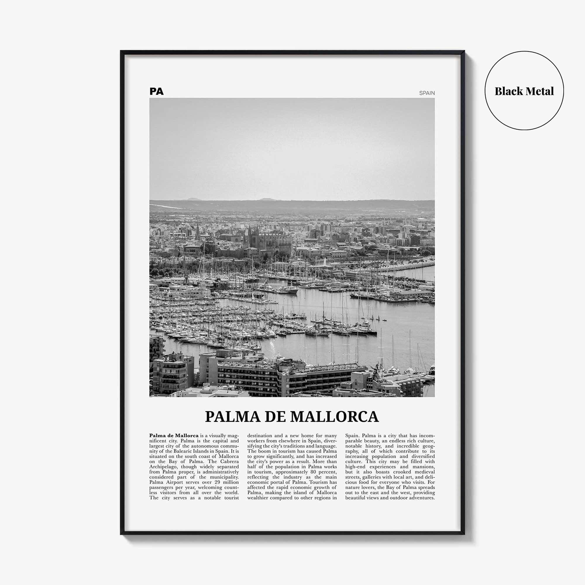 Palma de Mallorca Print Black and White No 1, Palma de Mallorca Print, Palma Wall Art, Palma Poster, Palma Photo, Spain, Majorca, España