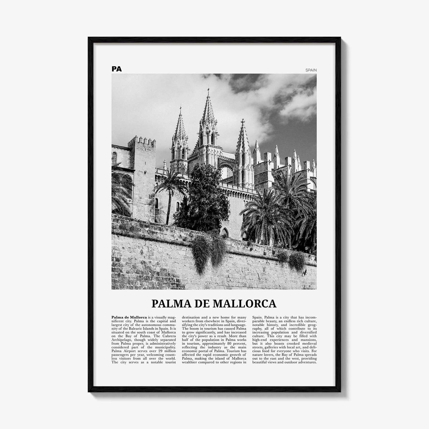 Palma de Mallorca Print Black and White No 2, Palma de Mallorca Print, Palma Wall Art, Palma Poster, Palma Photo, Spain, Majorca España