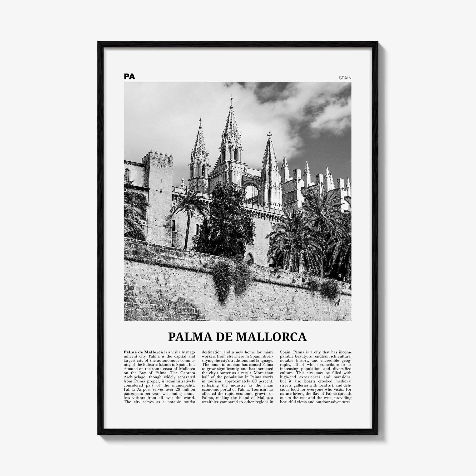 Palma de Mallorca Print Black and White No 2, Palma de Mallorca Print, Palma Wall Art, Palma Poster, Palma Photo, Spain, Majorca España