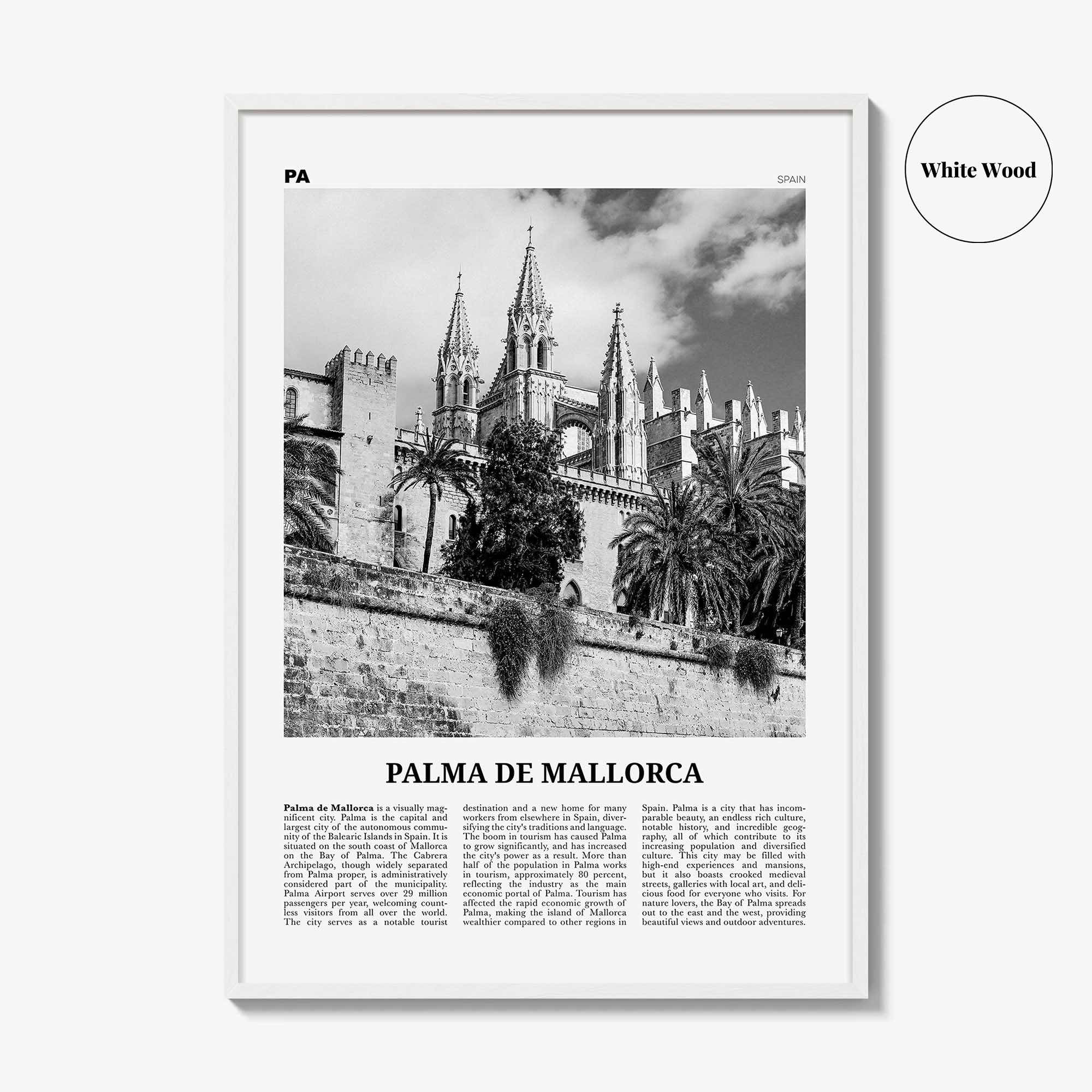 Palma de Mallorca Print Black and White No 2, Palma de Mallorca Print, Palma Wall Art, Palma Poster, Palma Photo, Spain, Majorca España