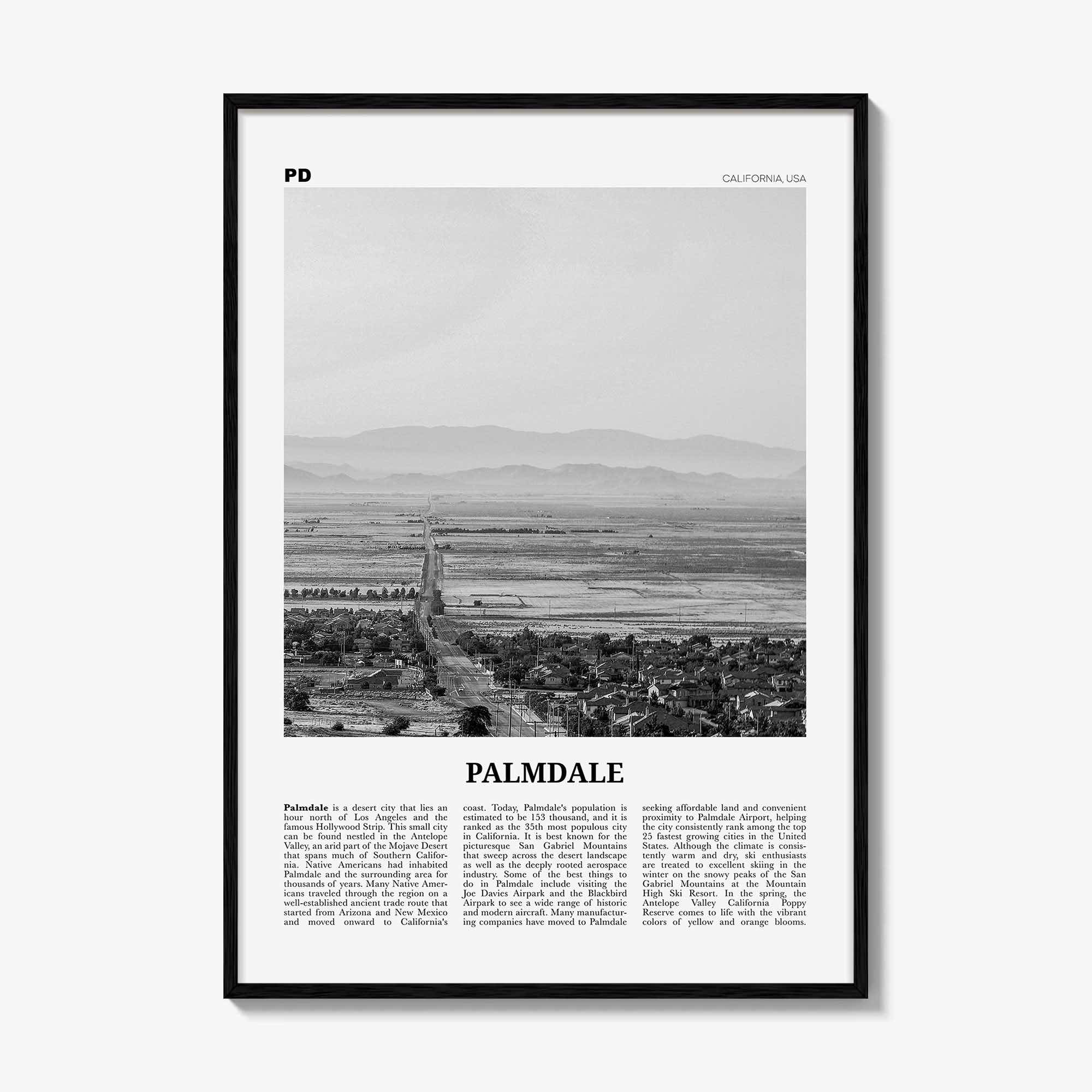 Palmdale Print Black and White, Palmdale Wall Art, Palmdale Poster, Palmdale Photo, Palmdale Wall Decor, California, USA, United States