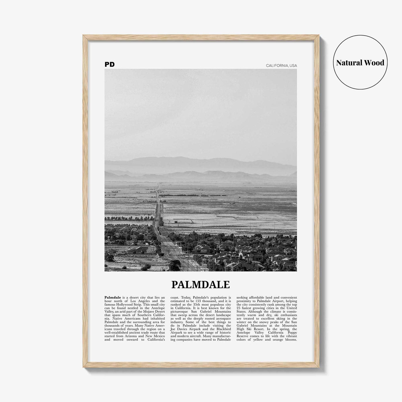 Palmdale Print Black and White, Palmdale Wall Art, Palmdale Poster, Palmdale Photo, Palmdale Wall Decor, California, USA, United States
