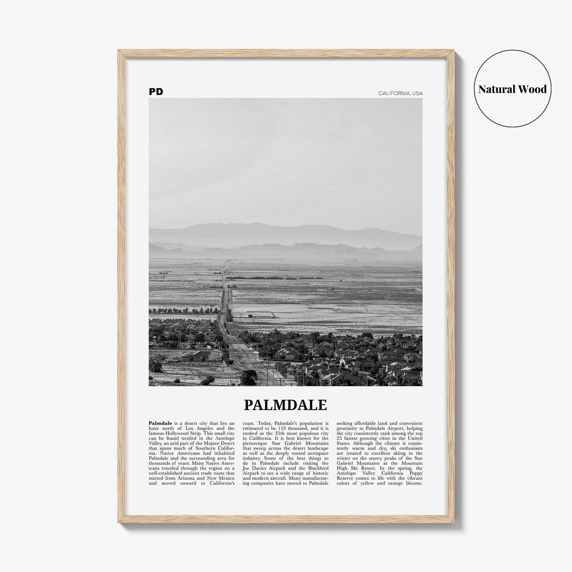 Palmdale Print Black and White, Palmdale Wall Art, Palmdale Poster, Palmdale Photo, Palmdale Wall Decor, California, USA, United States