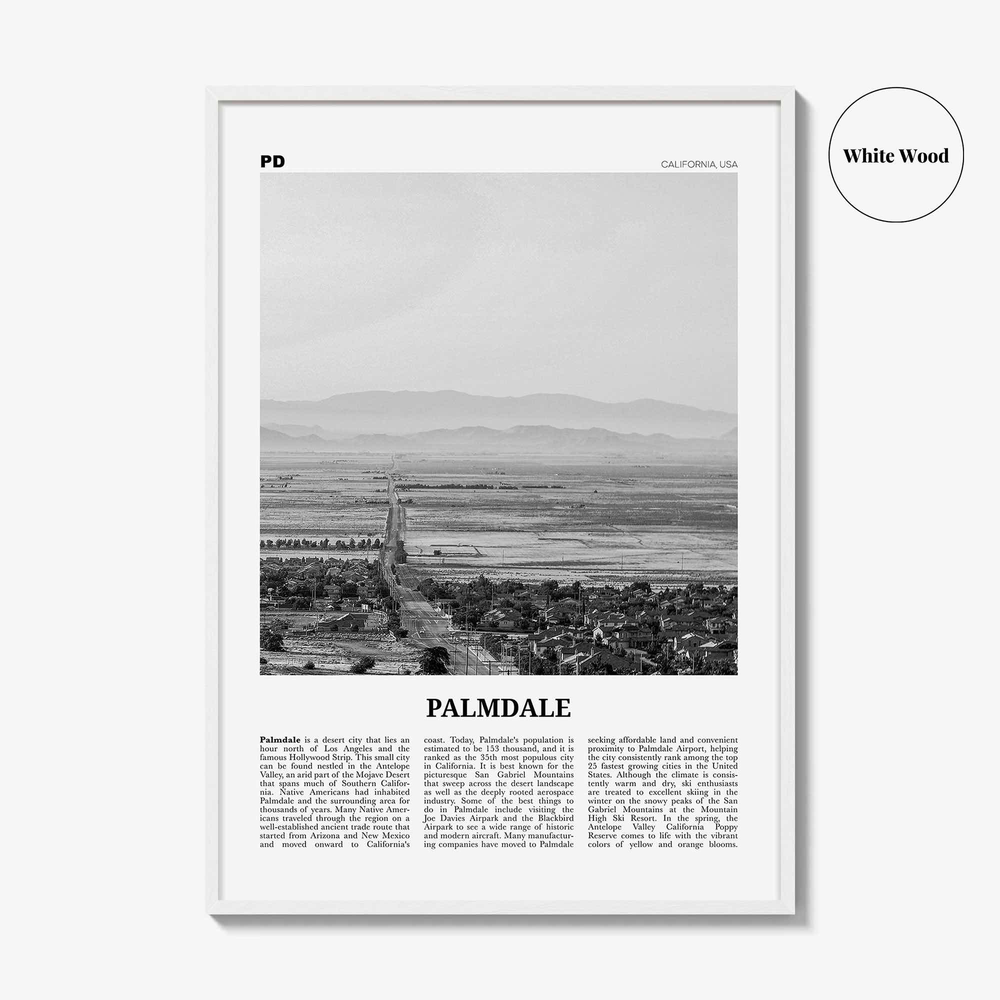Palmdale Print Black and White, Palmdale Wall Art, Palmdale Poster, Palmdale Photo, Palmdale Wall Decor, California, USA, United States