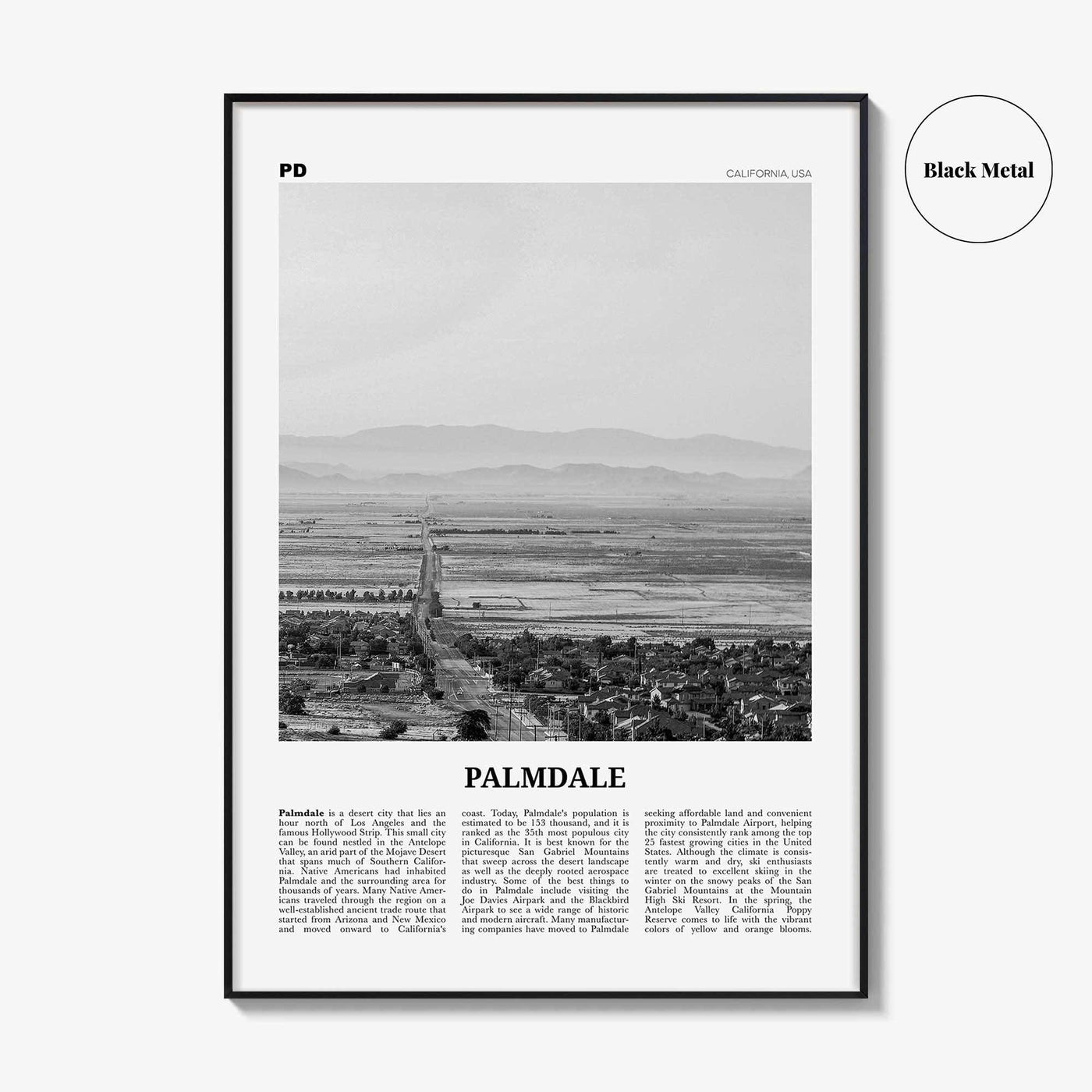 Palmdale Print Black and White, Palmdale Wall Art, Palmdale Poster, Palmdale Photo, Palmdale Wall Decor, California, USA, United States