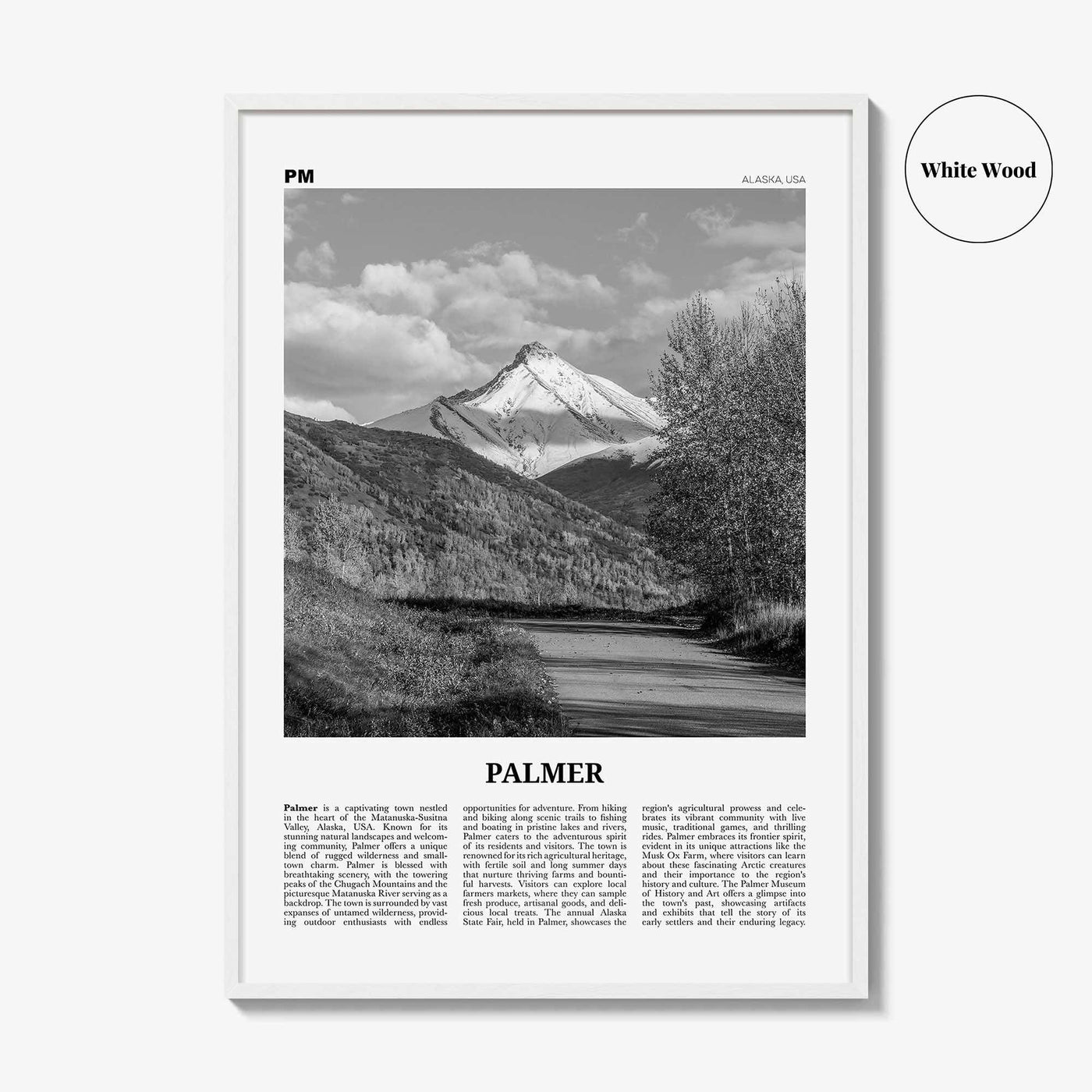Palmer Print Black and White, Palmer Wall Art, Palmer Poster, Palmer Photo, Palmer Wall Décor, Palmer Map, United States