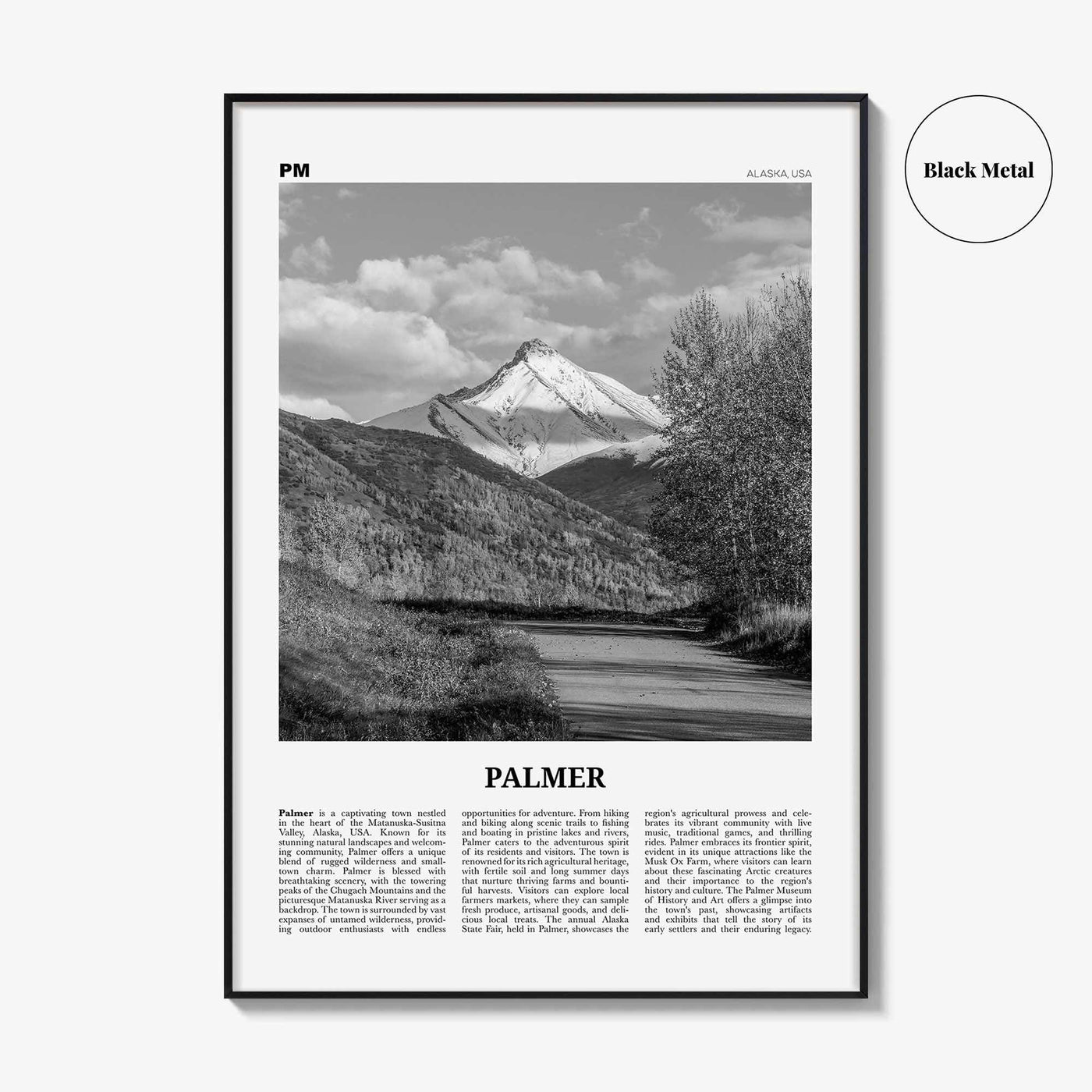 Palmer Print Black and White, Palmer Wall Art, Palmer Poster, Palmer Photo, Palmer Wall Décor, Palmer Map, United States