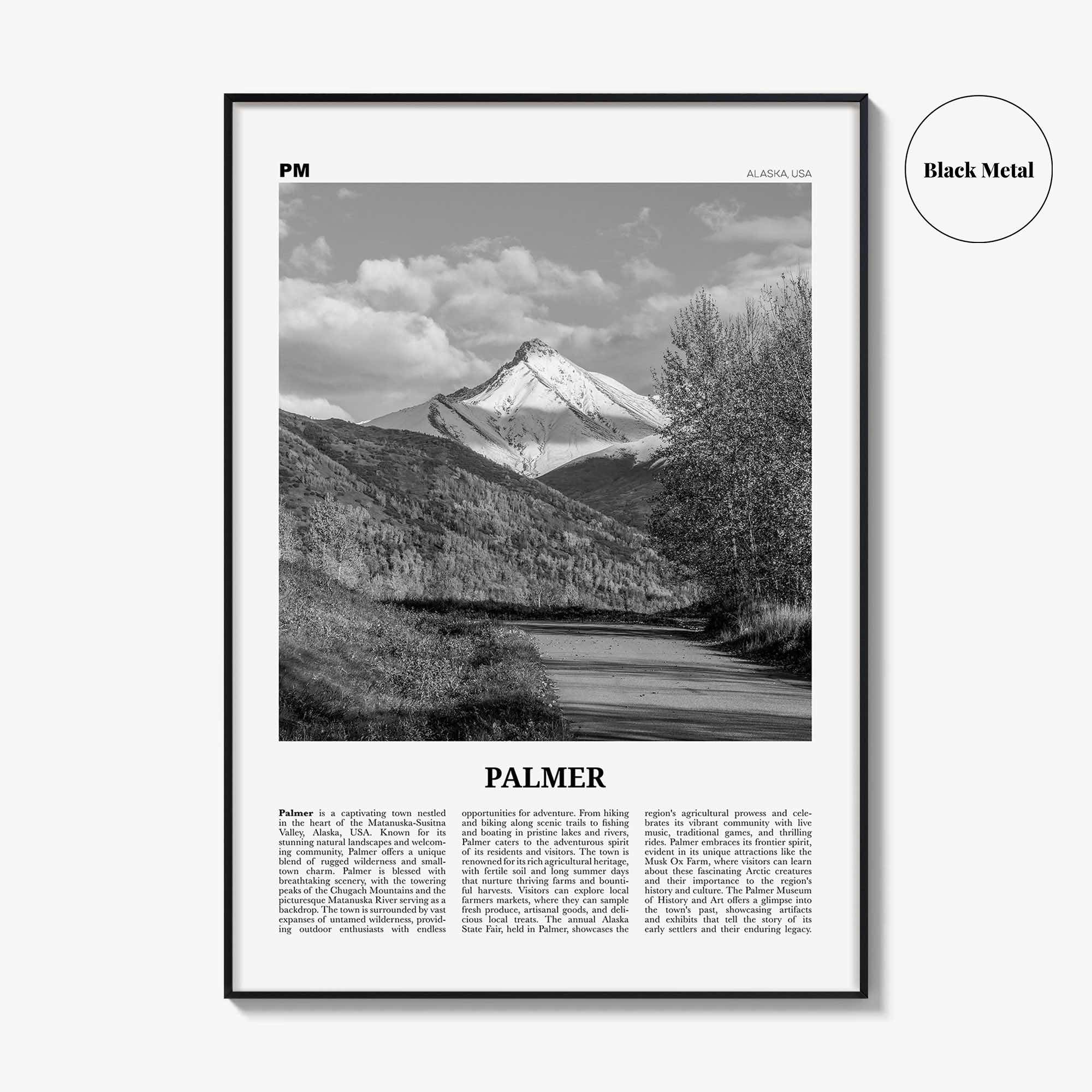 Palmer Print Black and White, Palmer Wall Art, Palmer Poster, Palmer Photo, Palmer Wall Décor, Palmer Map, United States