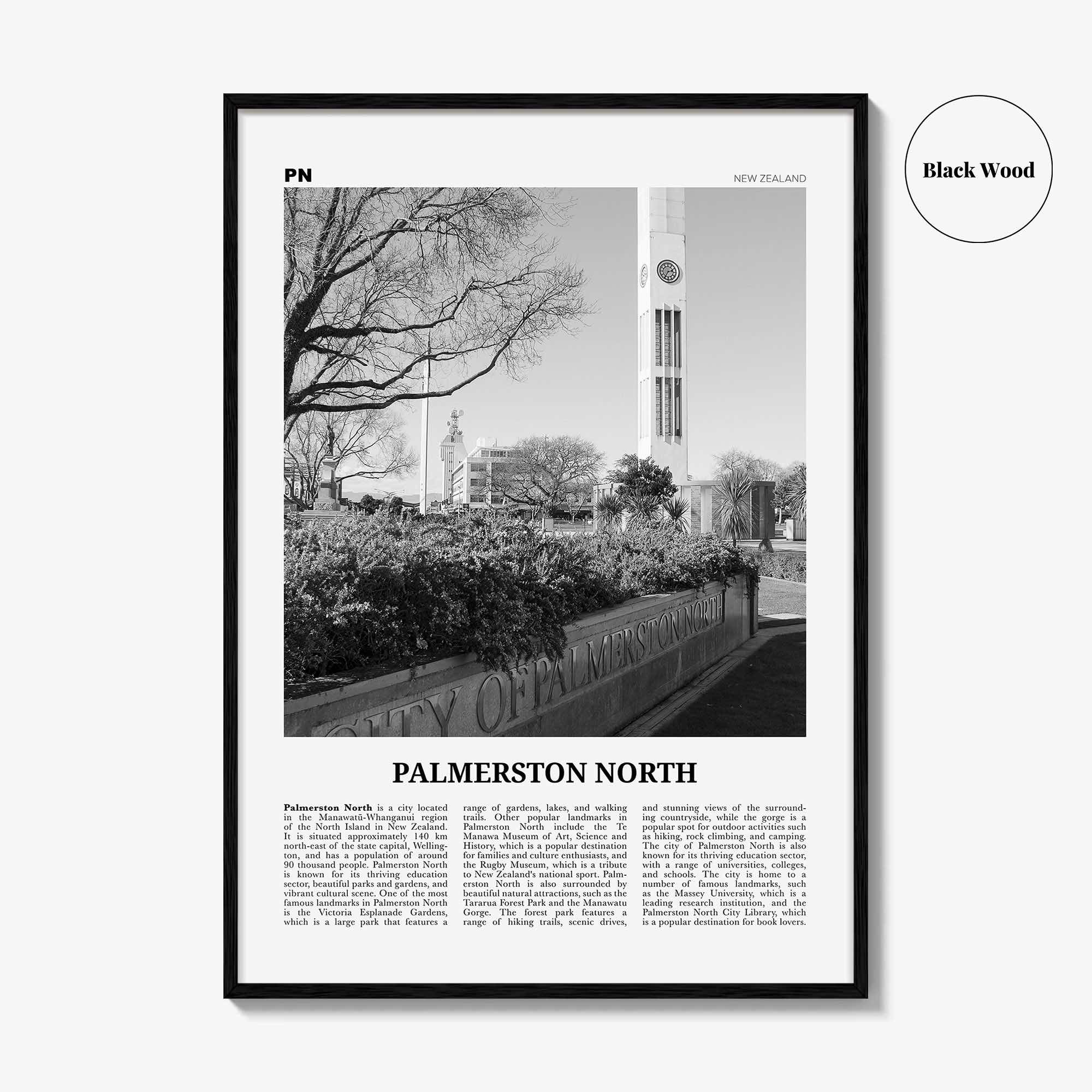 Palmerston North Print Black and White, Palmerston North Wall Art, Palmerston North Poster, Palmerston North Photo, Wall Décor, North Map
