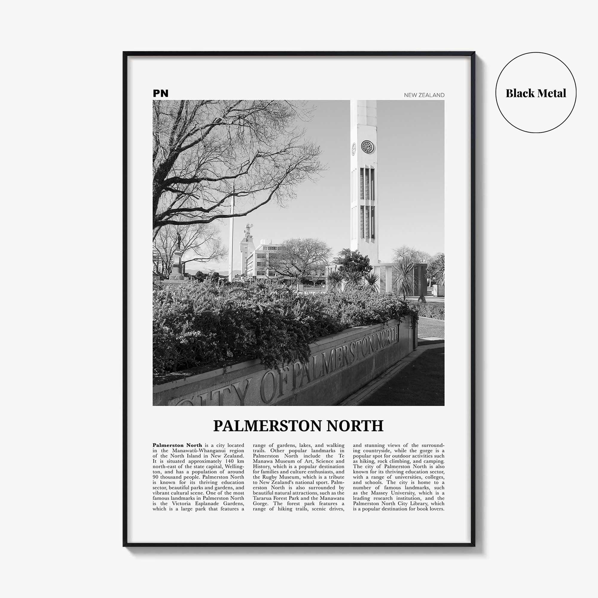 Palmerston North Print Black and White, Palmerston North Wall Art, Palmerston North Poster, Palmerston North Photo, Wall Décor, North Map