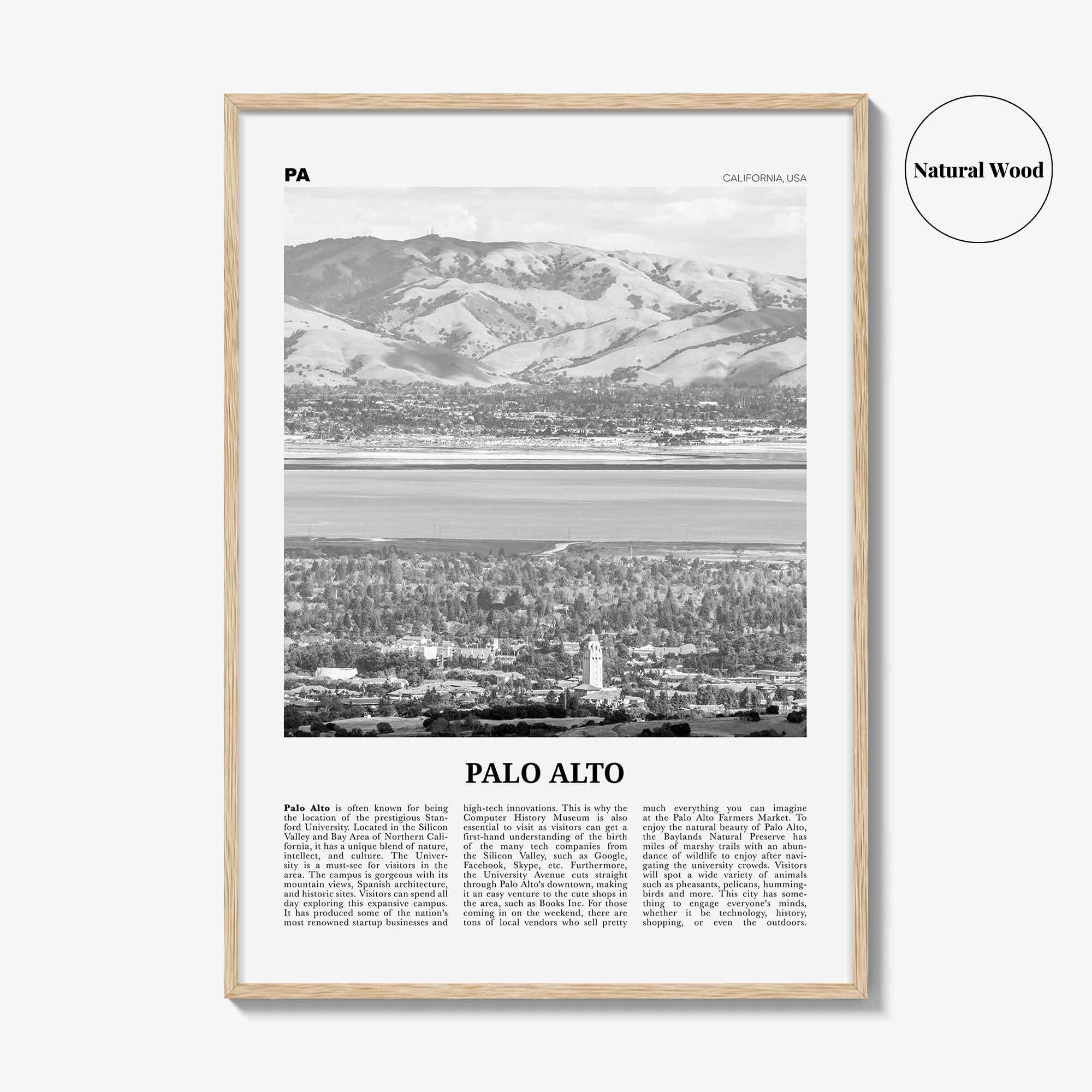 Palo Alto Print Black and White, Palo Alto Wall Art, Palo Alto Poster, Palo Alto Photo, Palo Alto Wall Décor, California, USA, United States