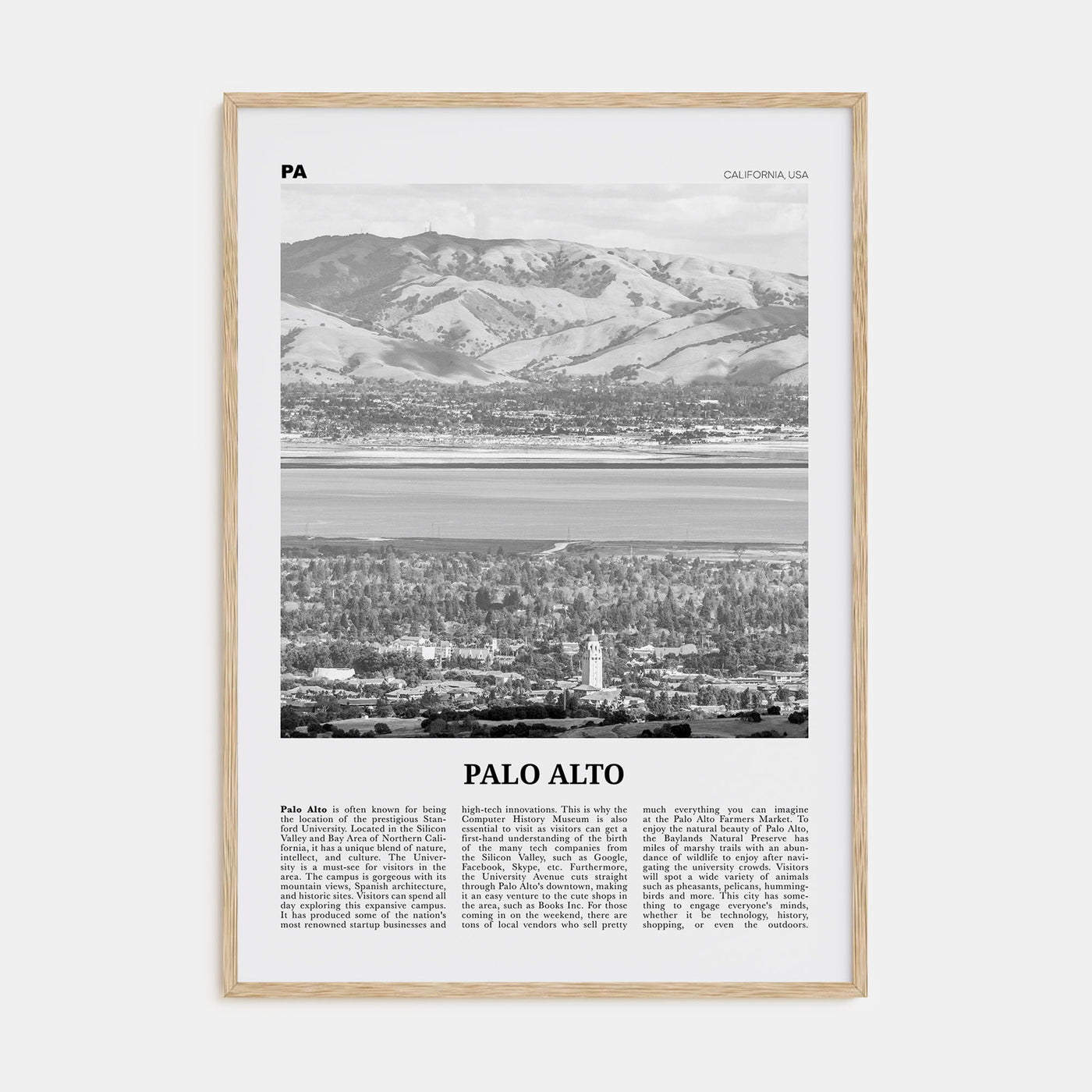 Palo Alto Travel B&W Poster