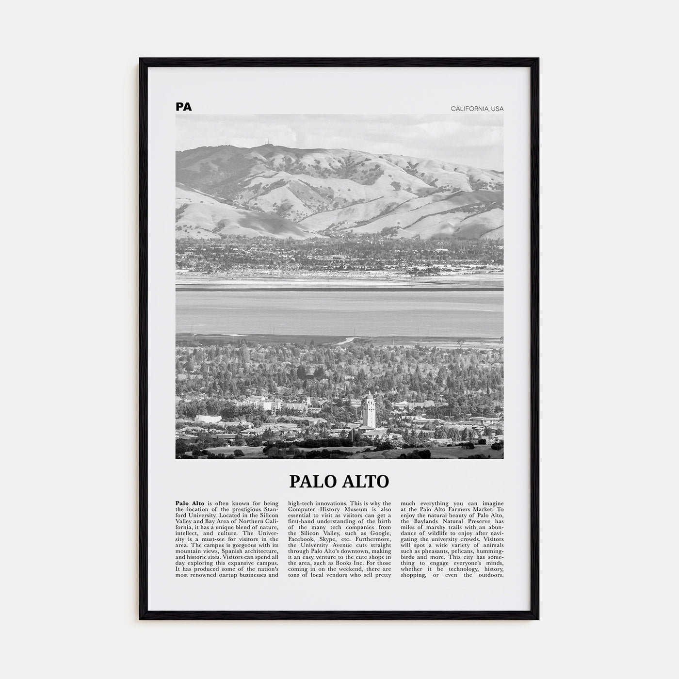 Palo Alto Travel B&W Poster