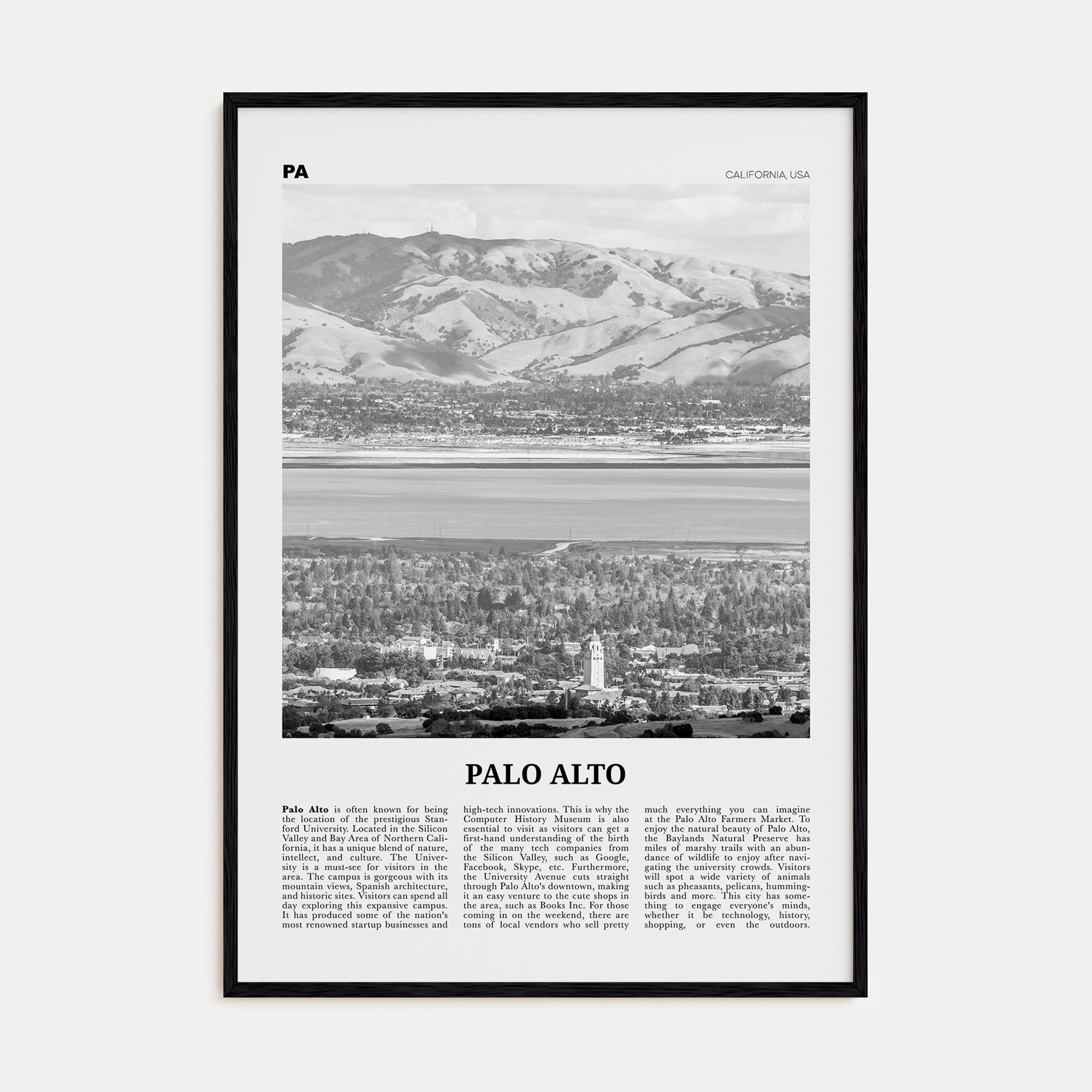 Palo Alto Travel B&W Poster