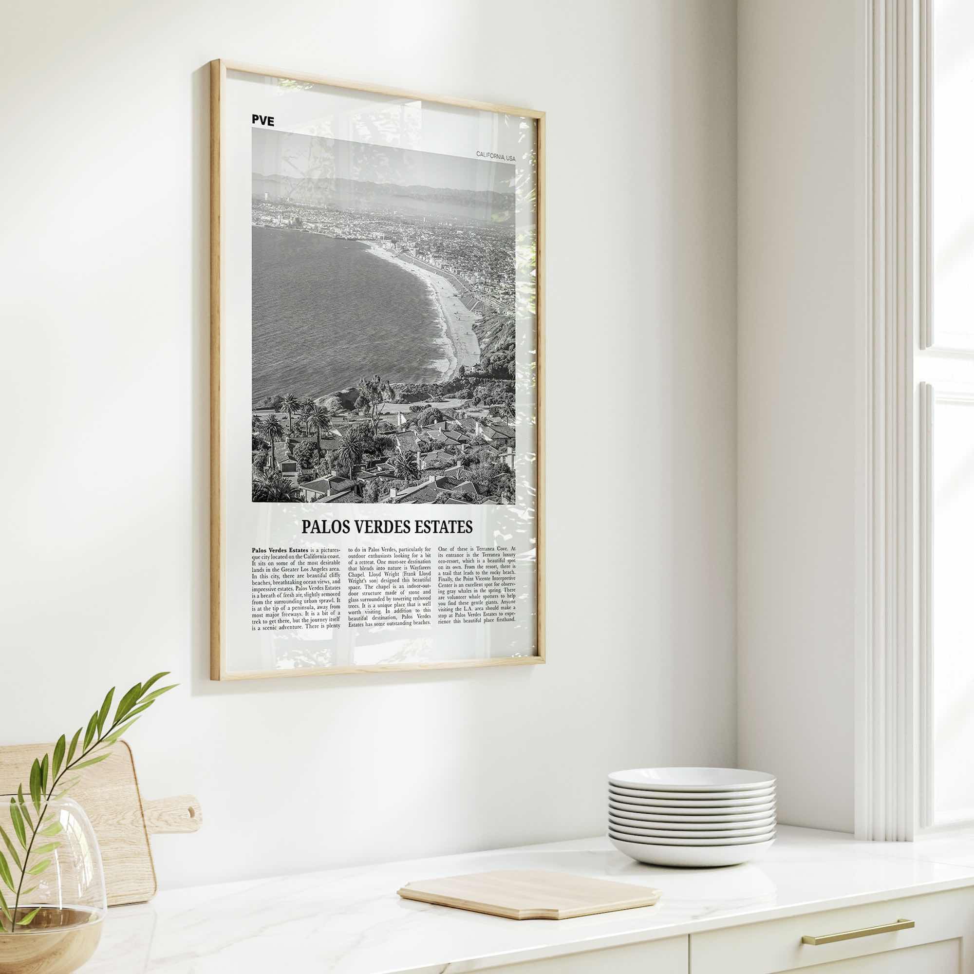 Palos Verdes Estates Print Black and White, Palos Verdes Estates Wall Art, Palos Verdes Estates Photo, California, USA, United States