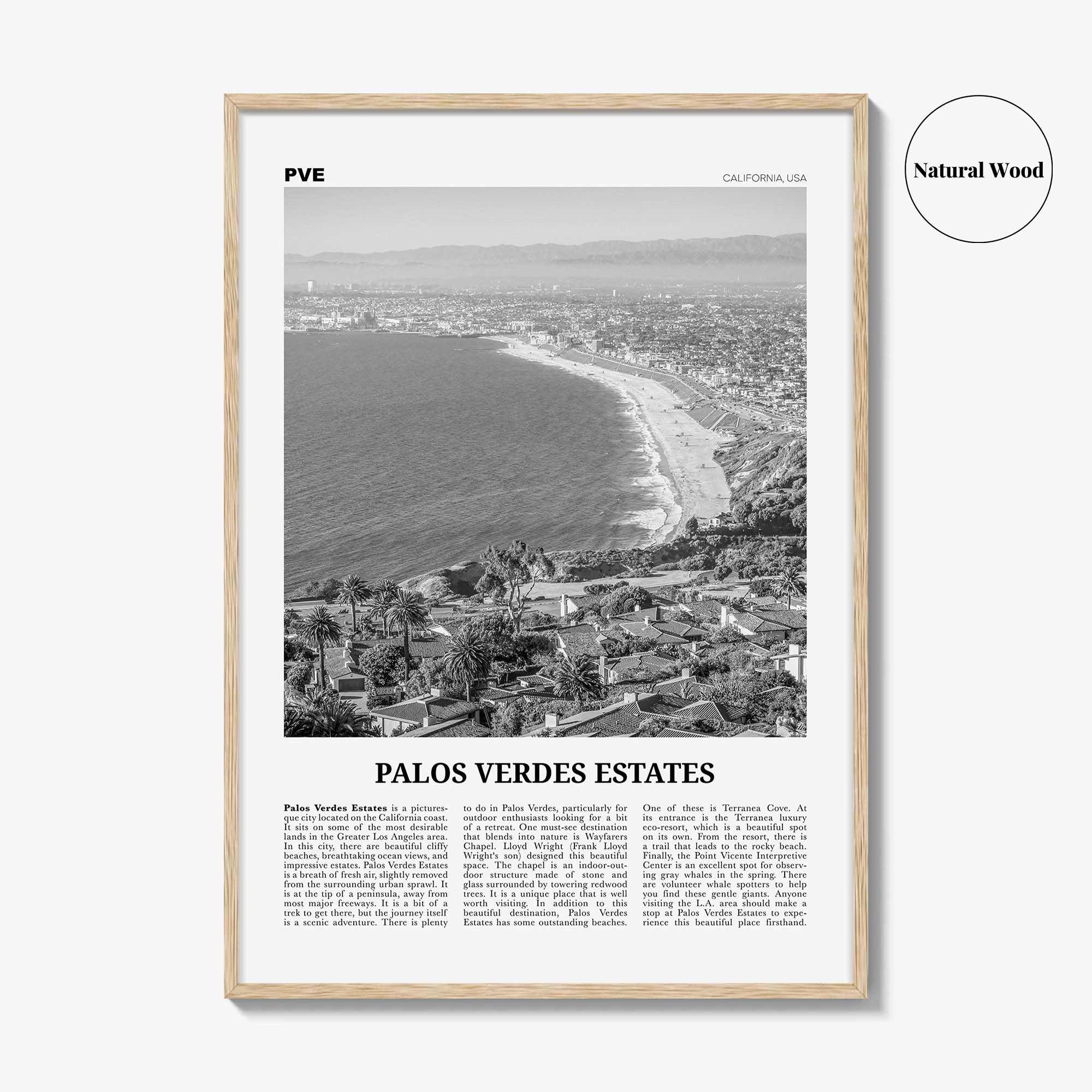 Palos Verdes Estates Print Black and White, Palos Verdes Estates Wall Art, Palos Verdes Estates Photo, California, USA, United States