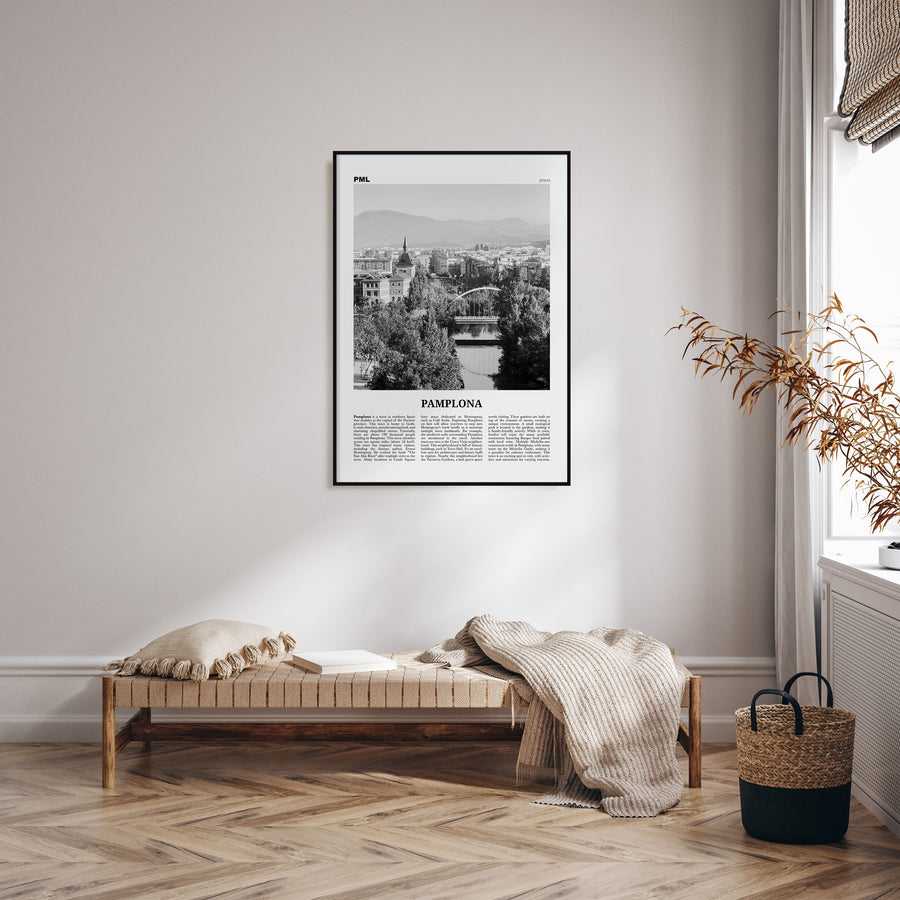 Pamplona Travel B&W Poster