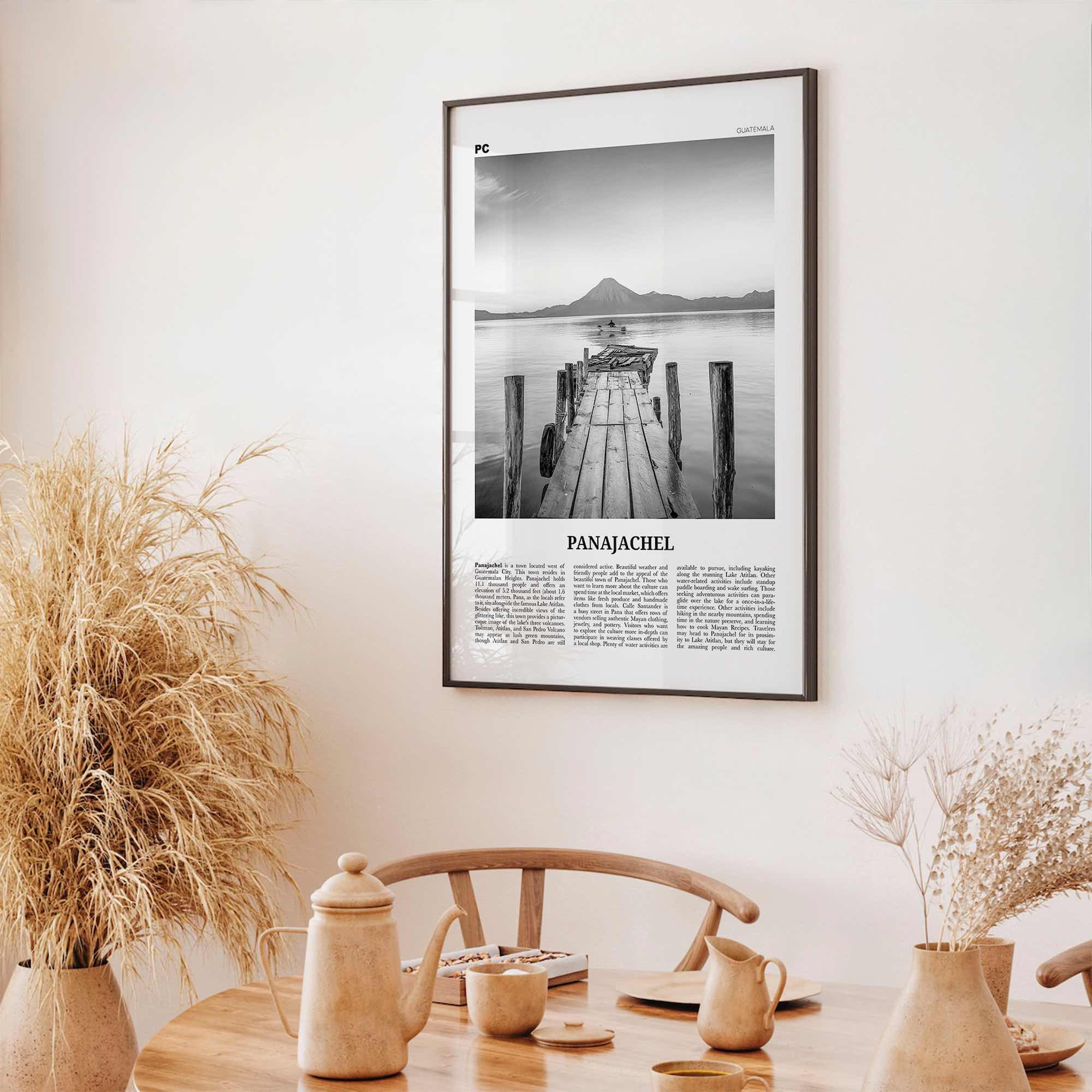 Panajachel Print Black and White, Panajachel Wall Art, Panajachel Poster, Panajachel Photo, Panajachel Wall Décor, Panajachel Map, Guatemala