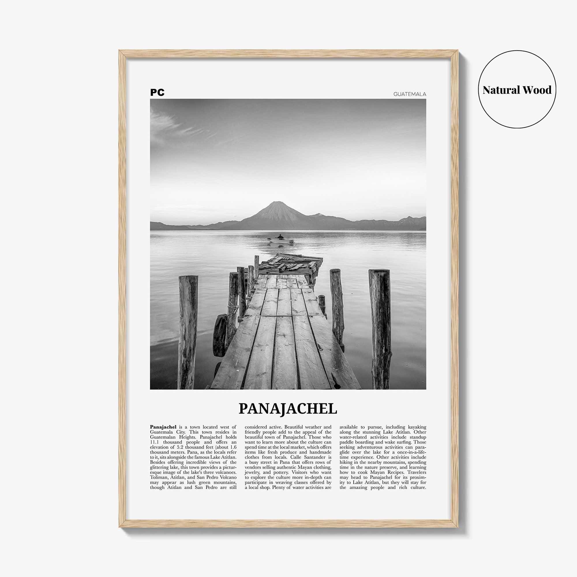 Panajachel Print Black and White, Panajachel Wall Art, Panajachel Poster, Panajachel Photo, Panajachel Wall Décor, Panajachel Map, Guatemala