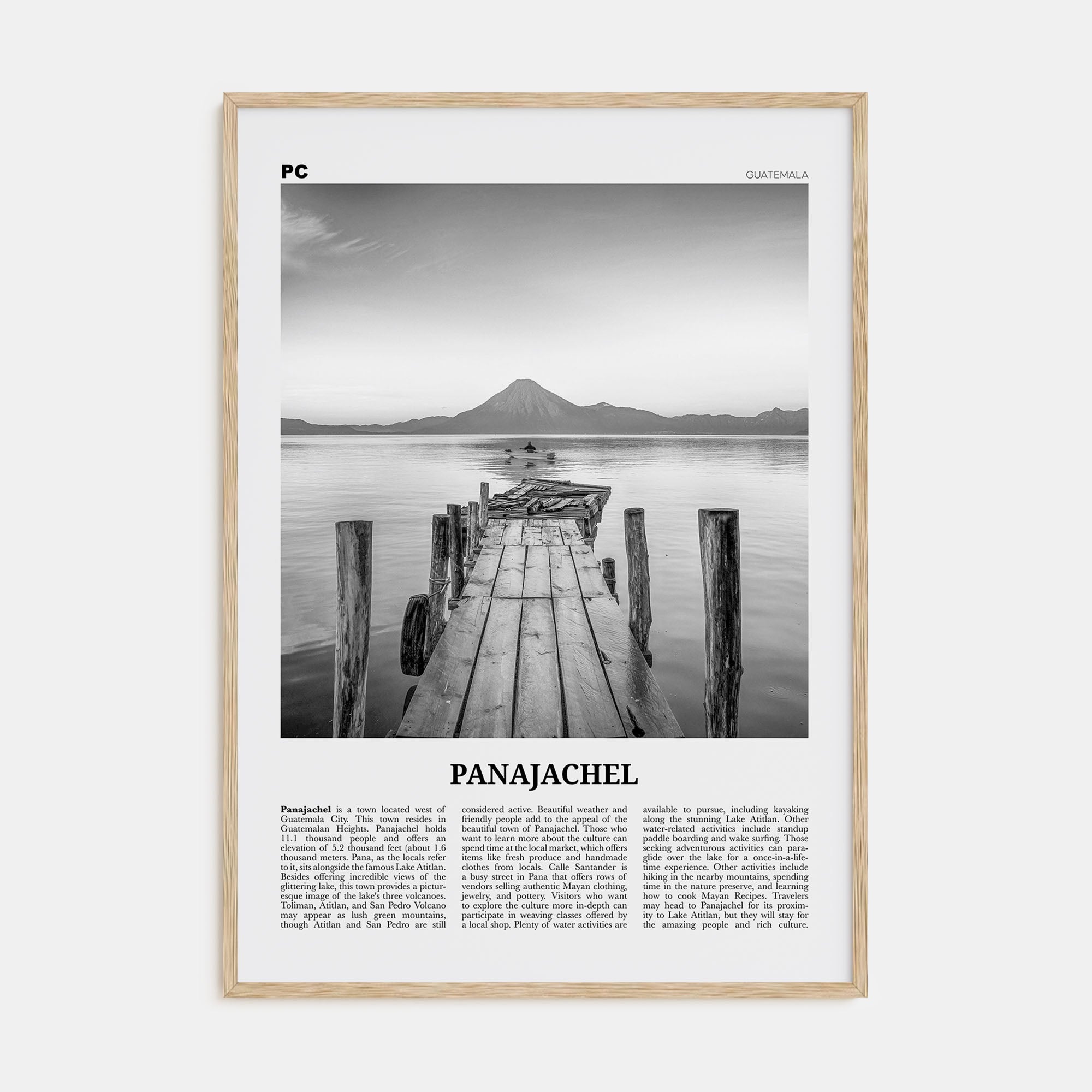 Panajachel Travel B&W Poster