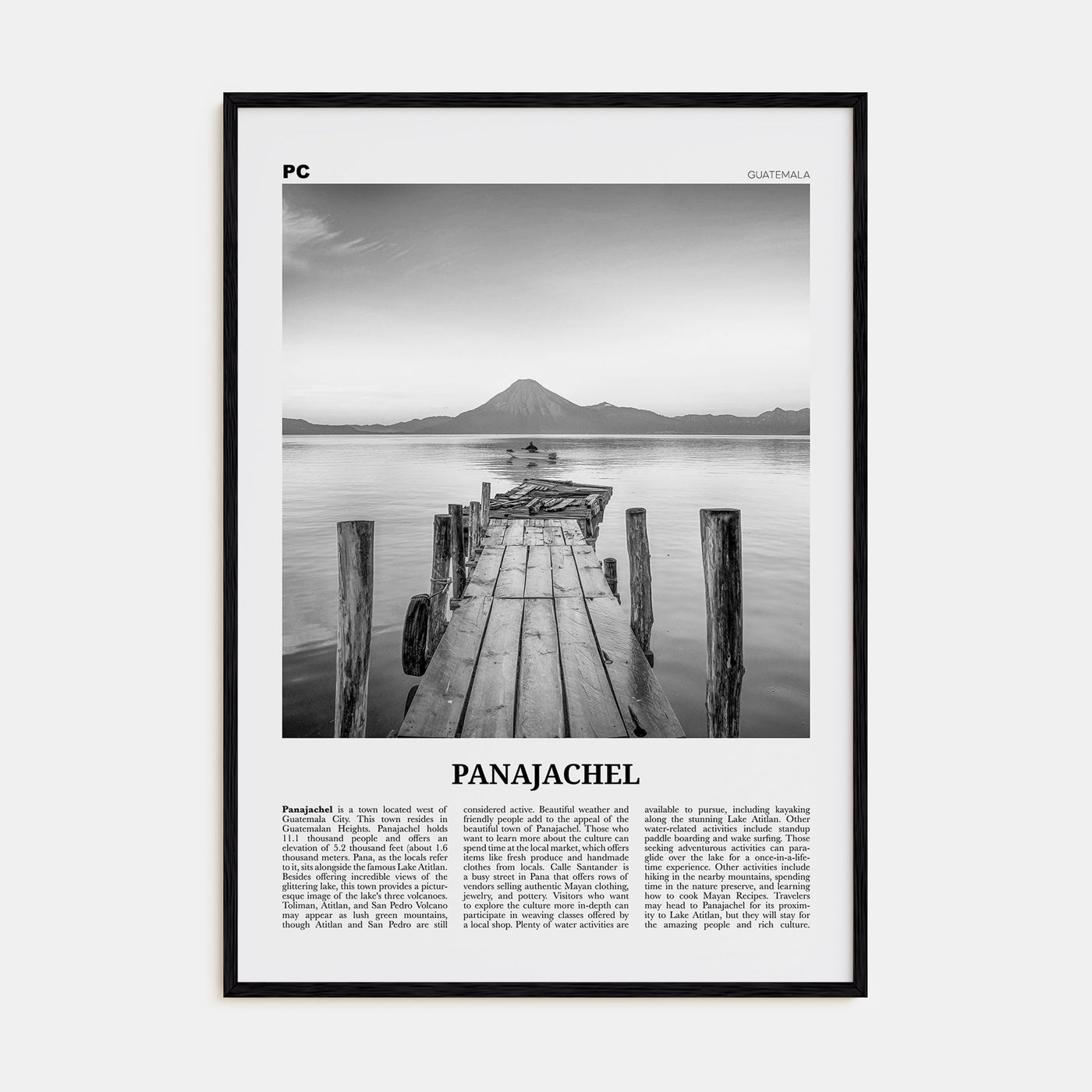 Panajachel Travel B&W Poster