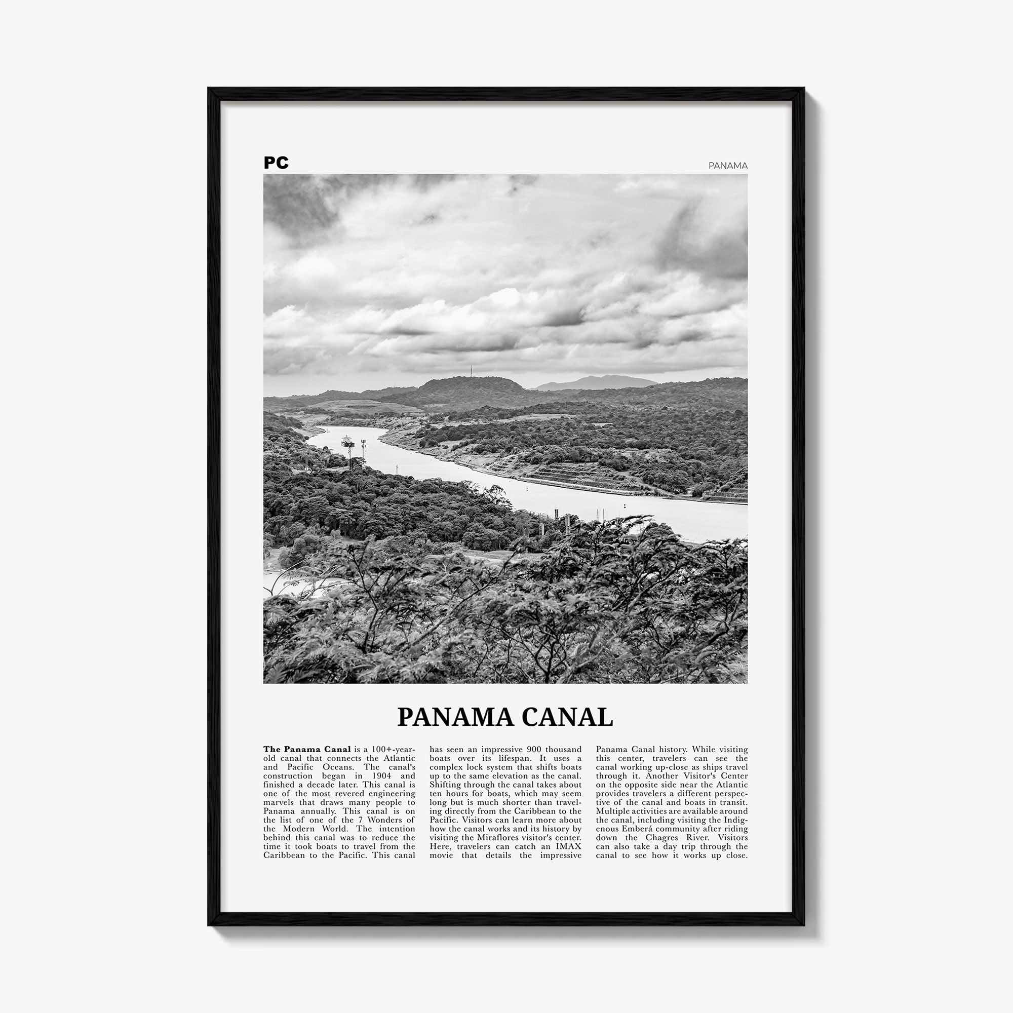 Panama Canal Print Black and White, Panama Canal Wall Art, Panama Canal Poster Panama Canal Photo Panama Canal Décor Panama Canal Map Panama