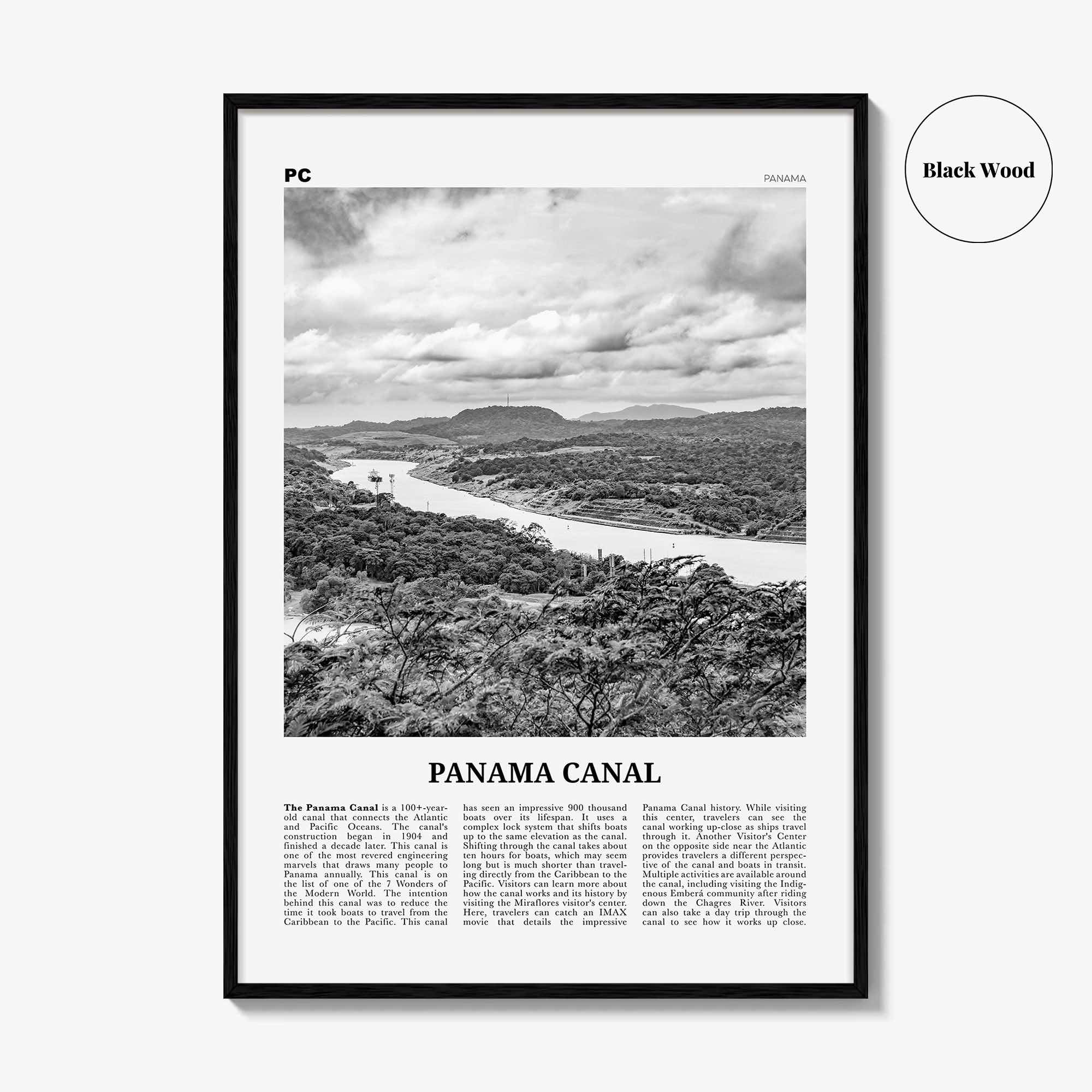 Panama Canal Print Black and White, Panama Canal Wall Art, Panama Canal Poster Panama Canal Photo Panama Canal Décor Panama Canal Map Panama